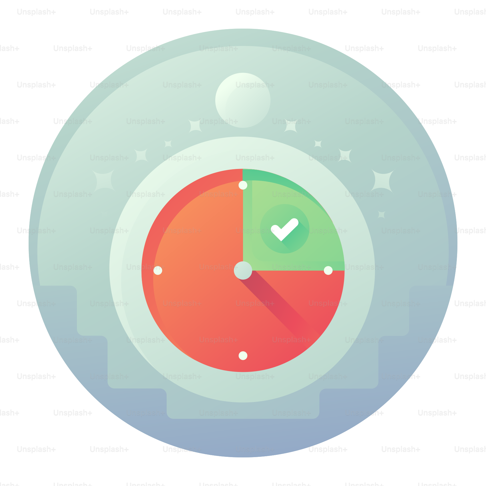 Un reloj con un tic verde