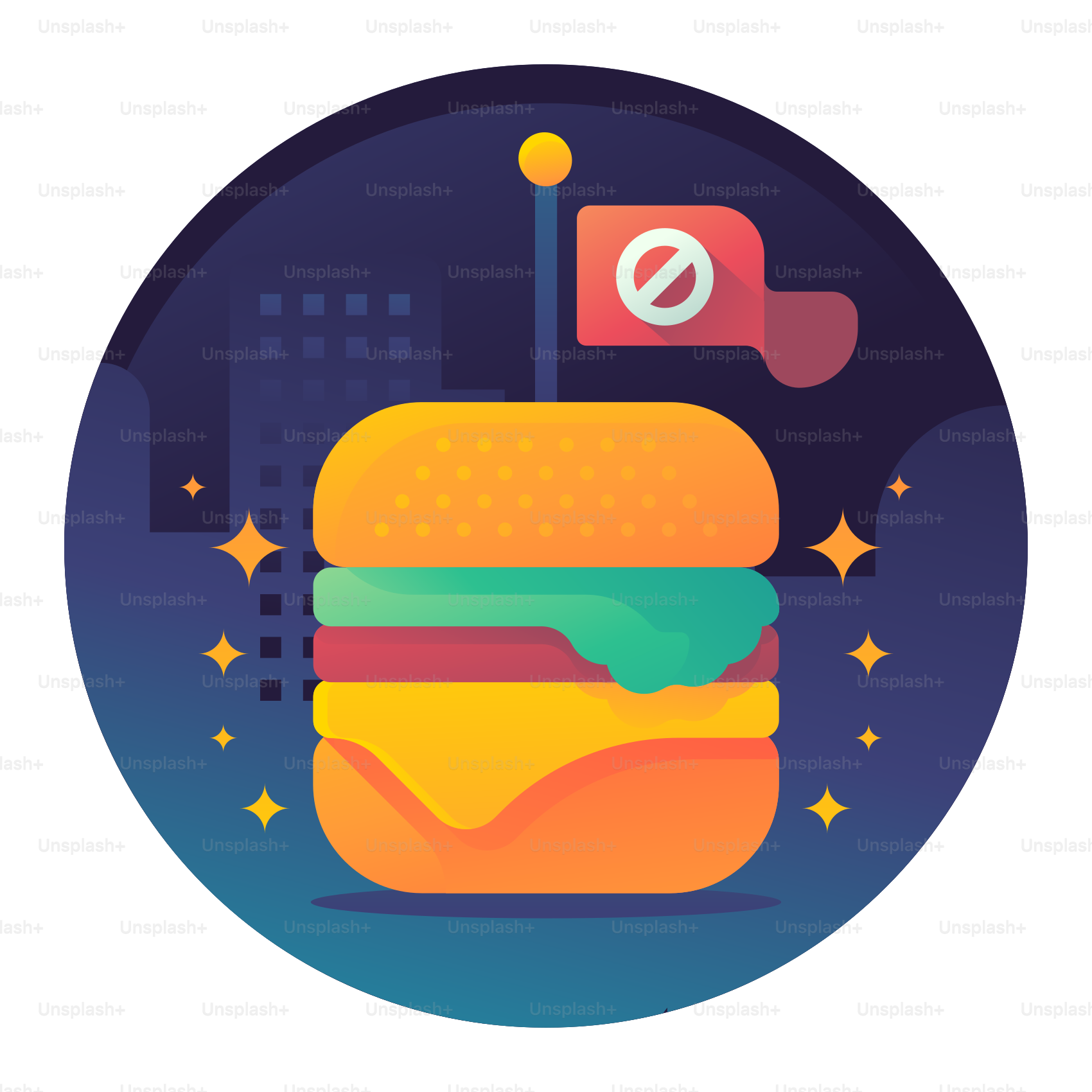 A hamburger with a flag on top of it