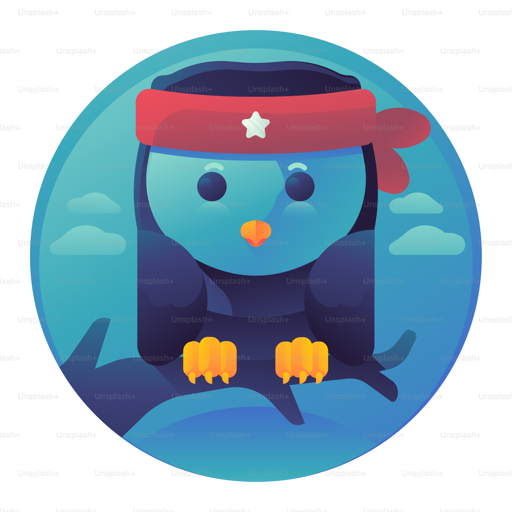 A blue bird with a red hat on its head