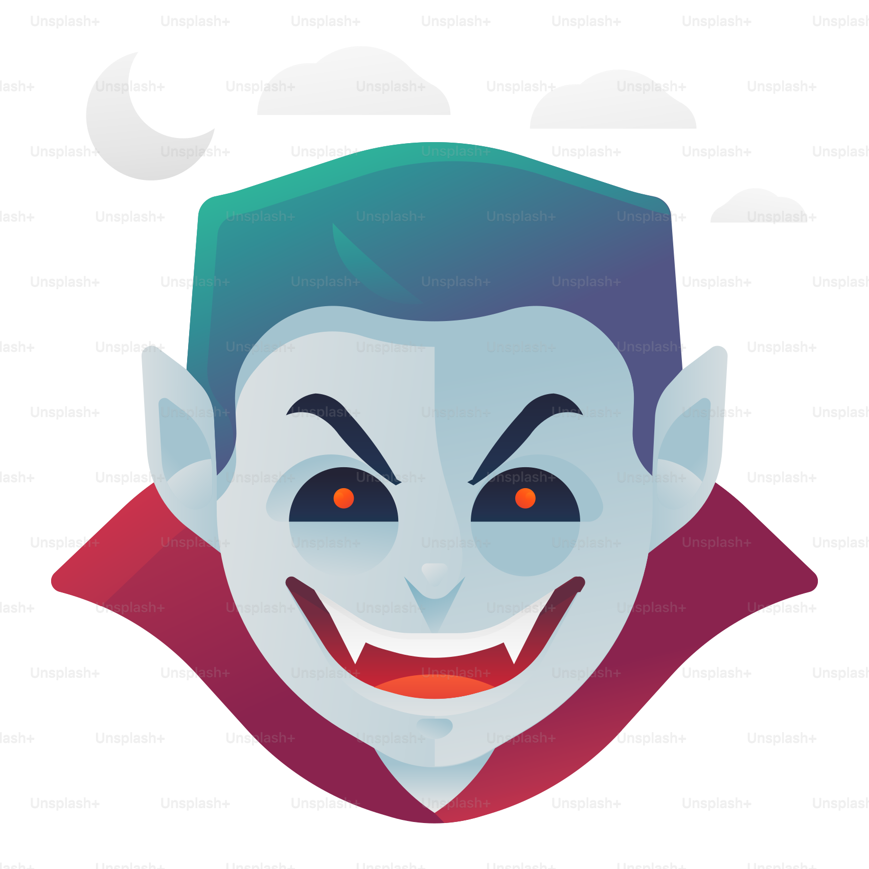 Un masque de farceur aux yeux rouges et aux cheveux verts