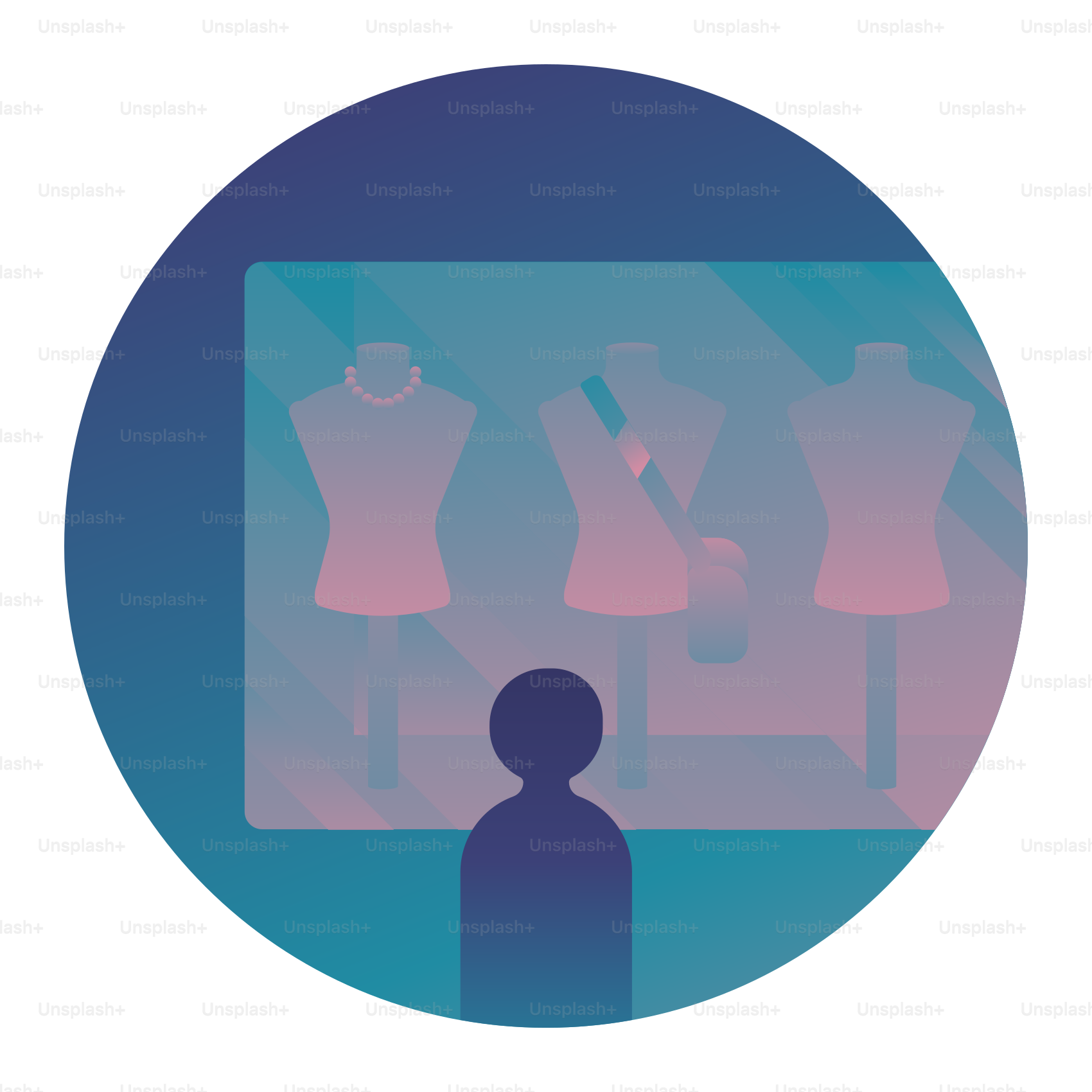 A person standing in front of a display of mannequins