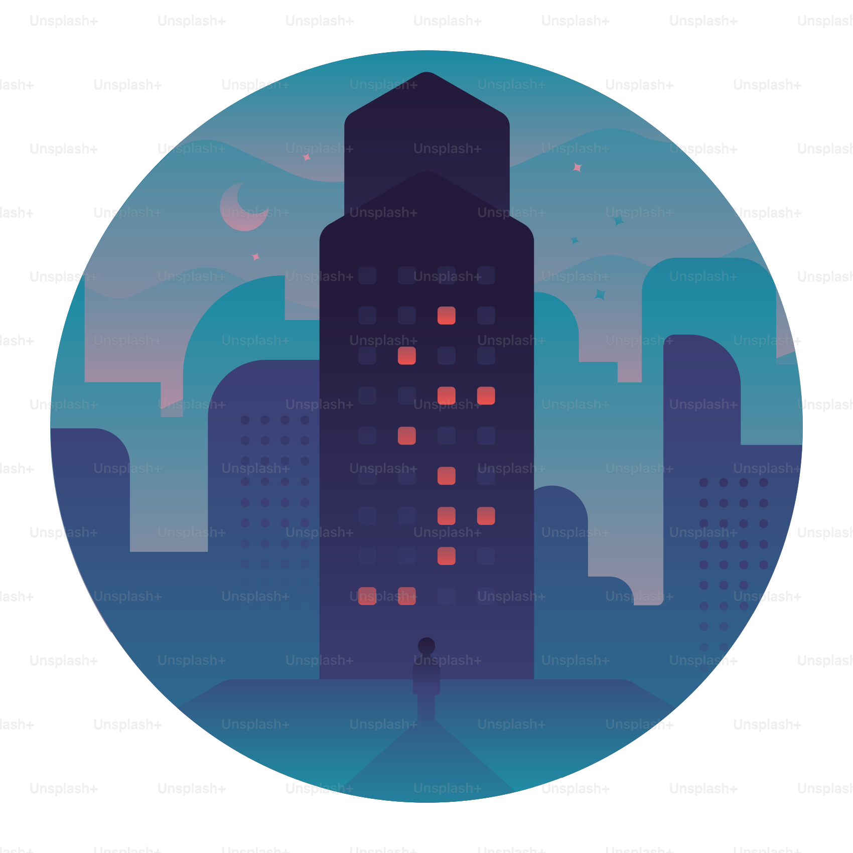 Un homme debout devant un grand immeuble