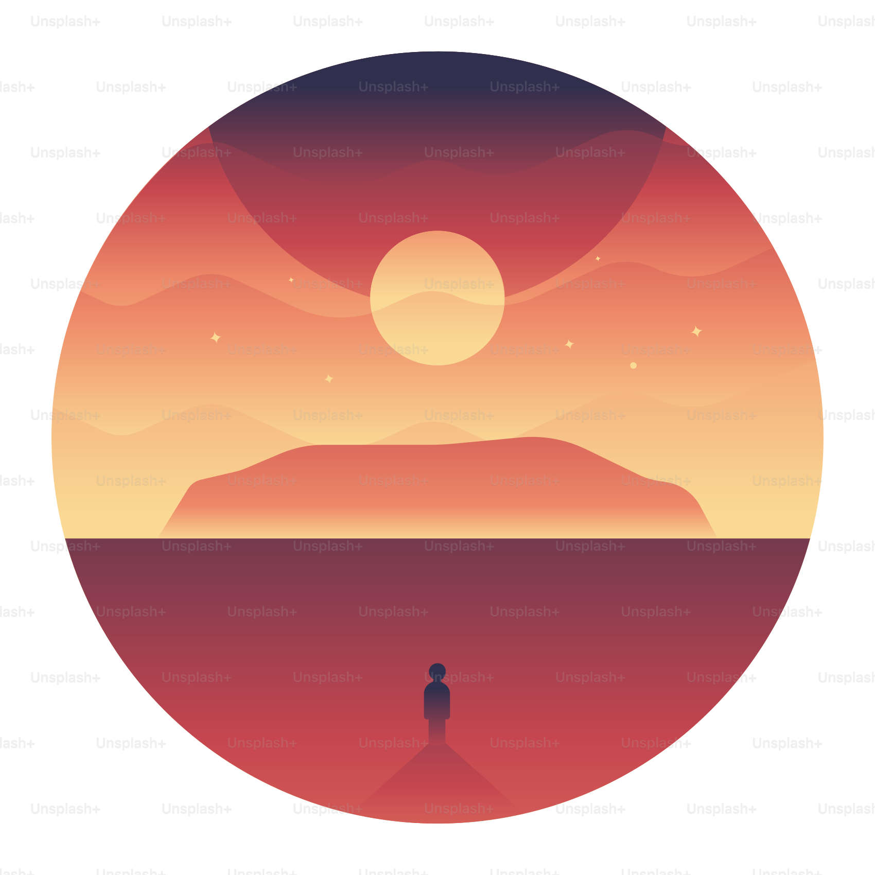 A person standing in front of a sunset
