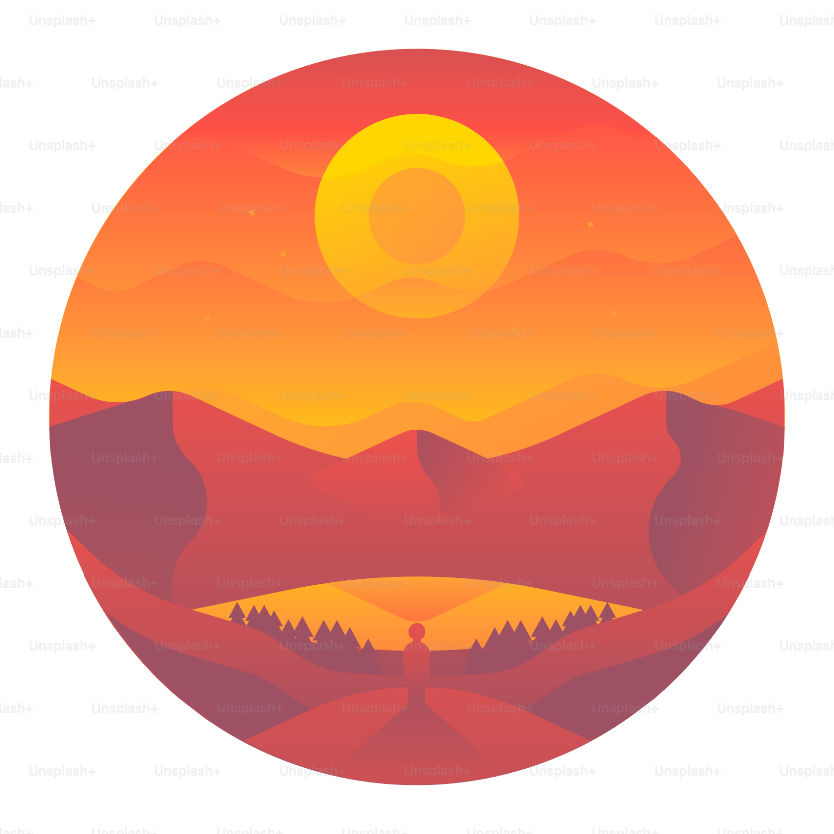 Un'immagine di un tramonto con montagne sullo sfondo