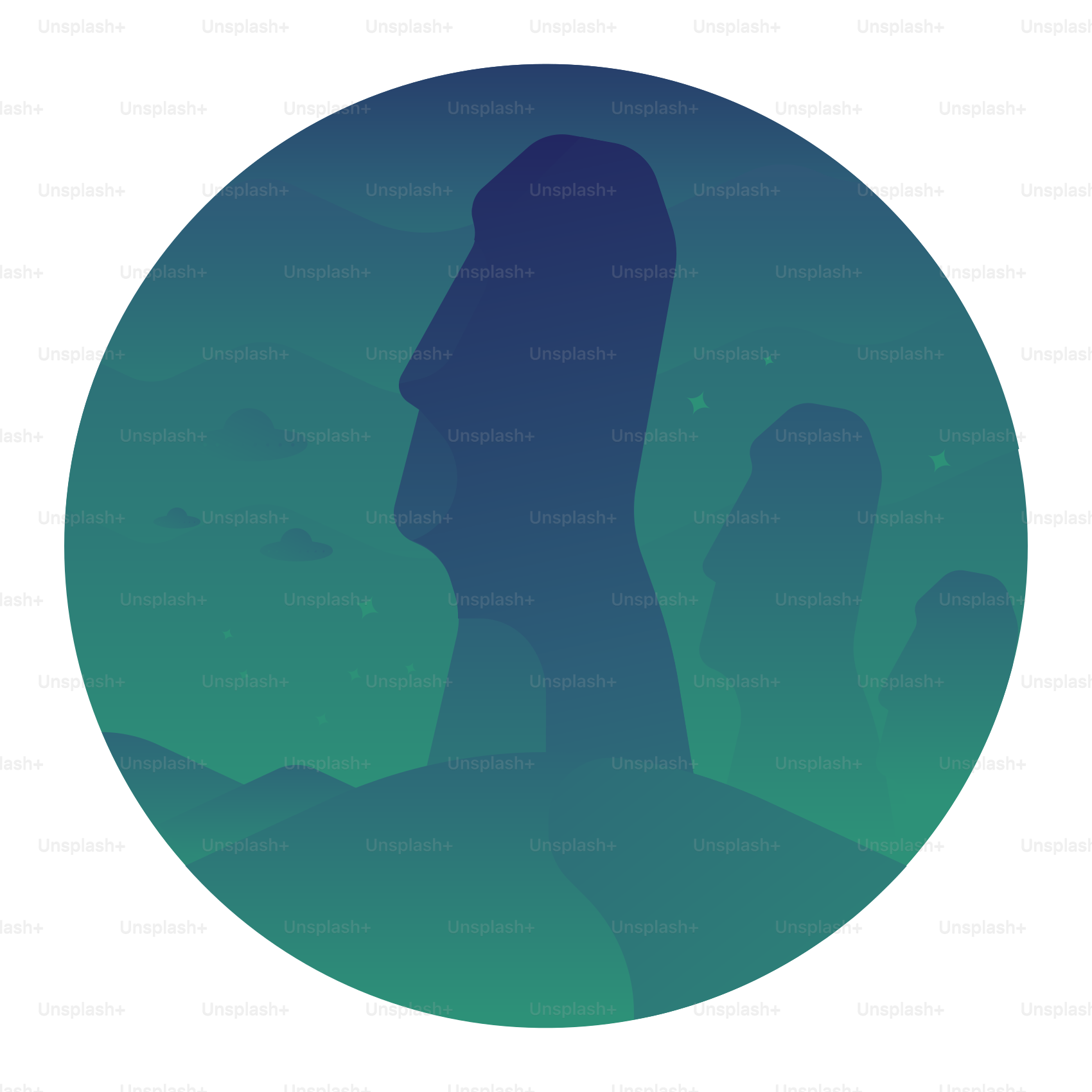 A blue circle with a silhouette of a person