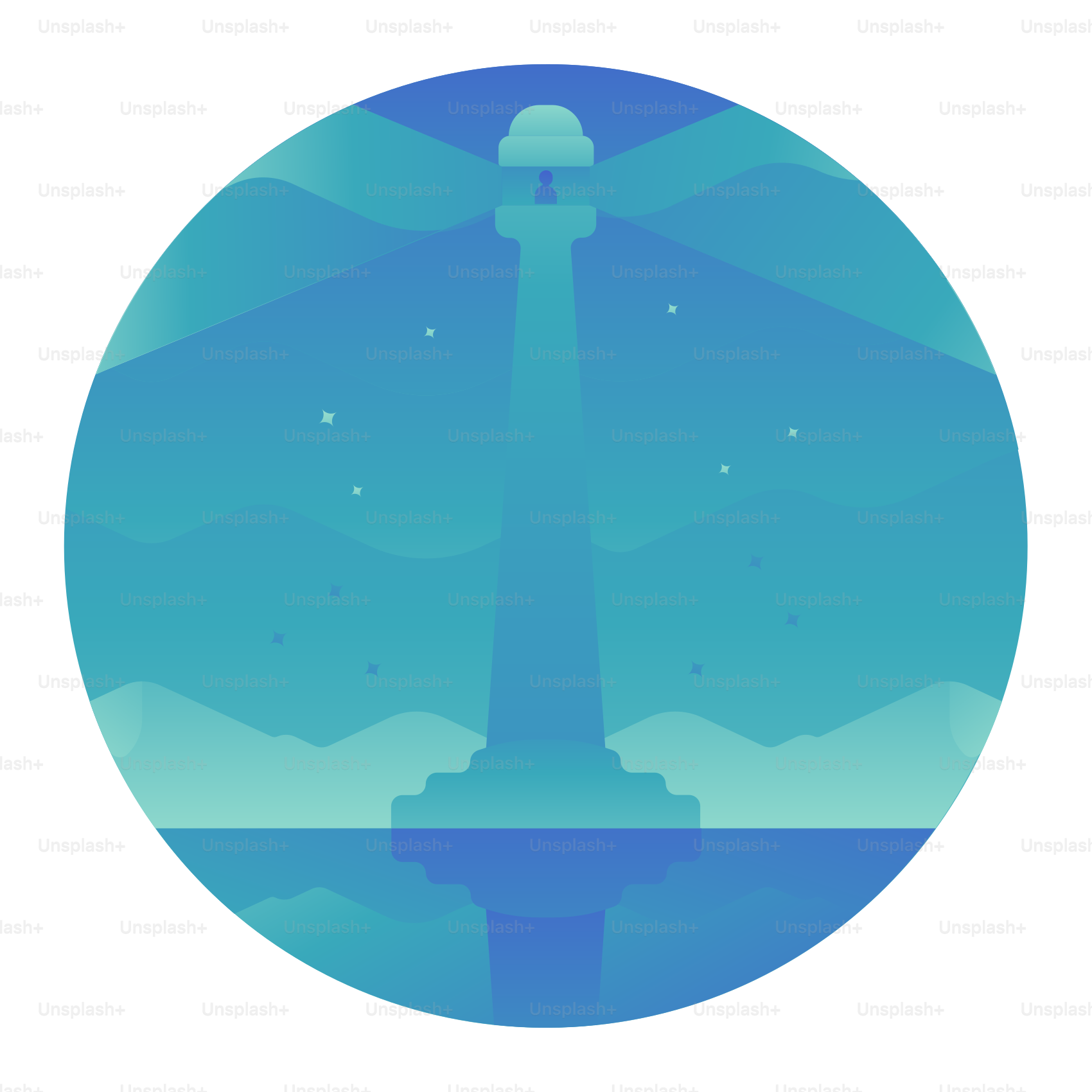 A picture of a lighthouse in the middle of the ocean