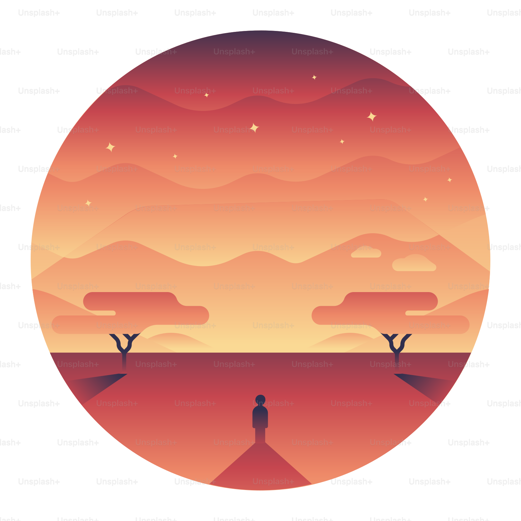 A person standing in the middle of a desert