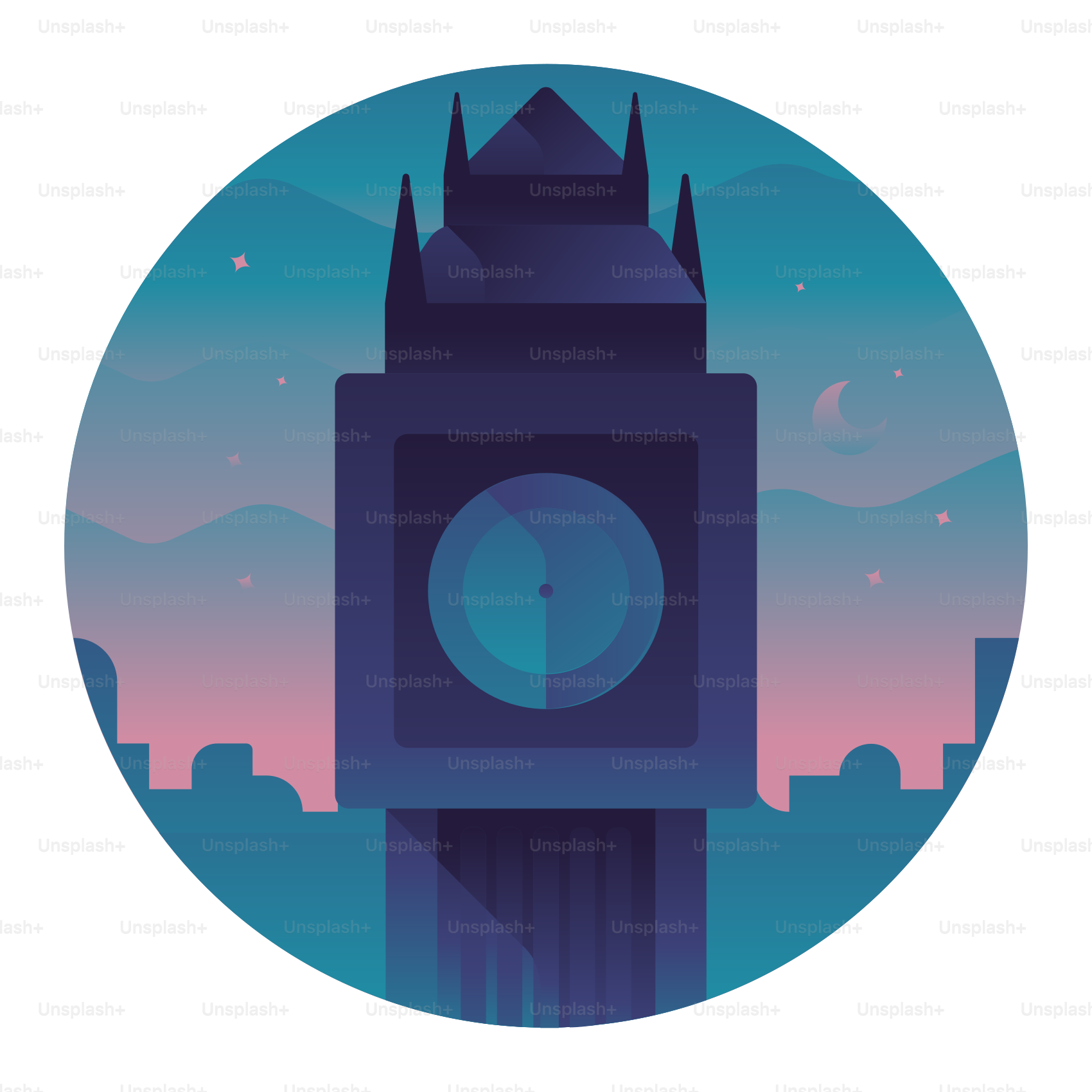 Une image d’une tour d’horloge au milieu d’une ville