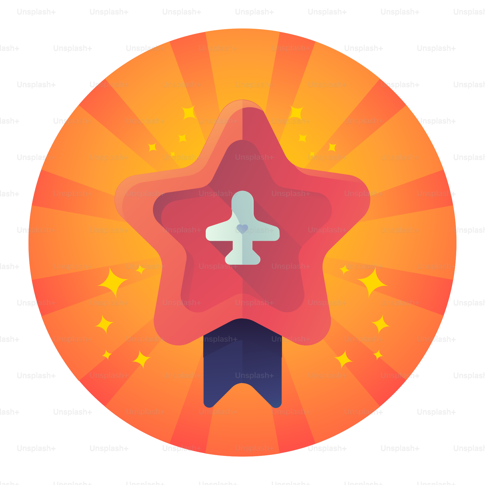 Uma estrela vermelha com uma cruz branca