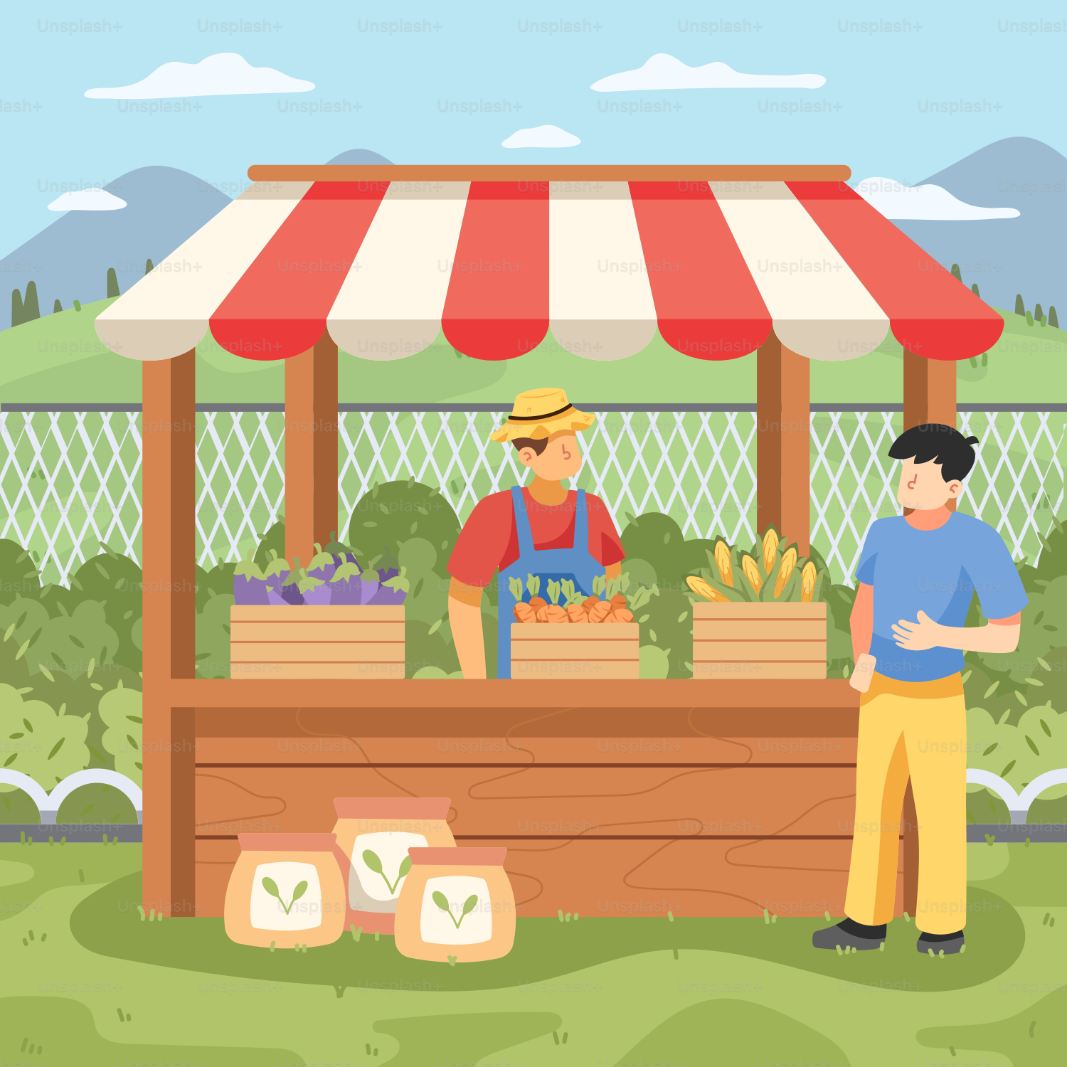 A couple of men standing next to each other in front of a store