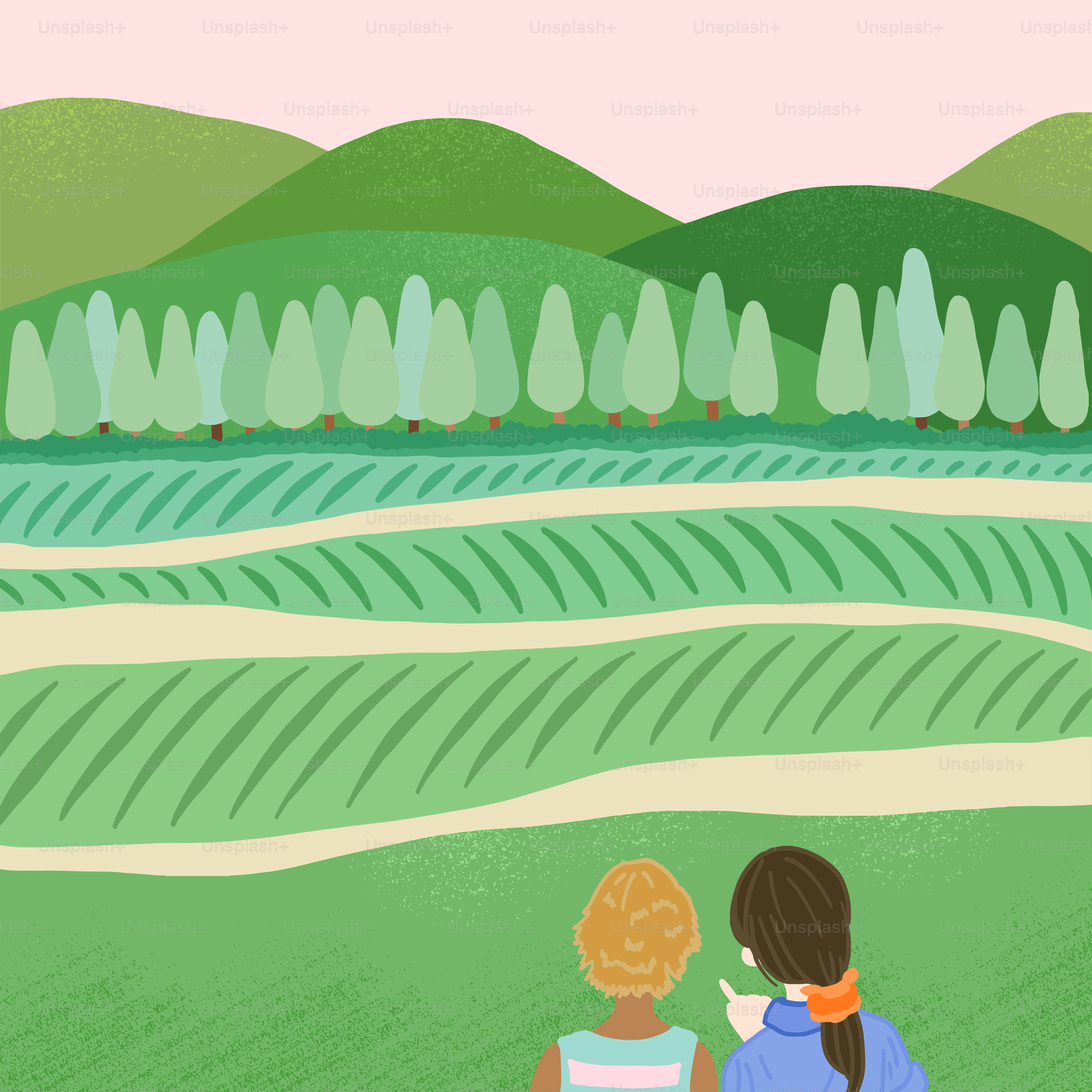 Un par de personas que están de pie en la hierba