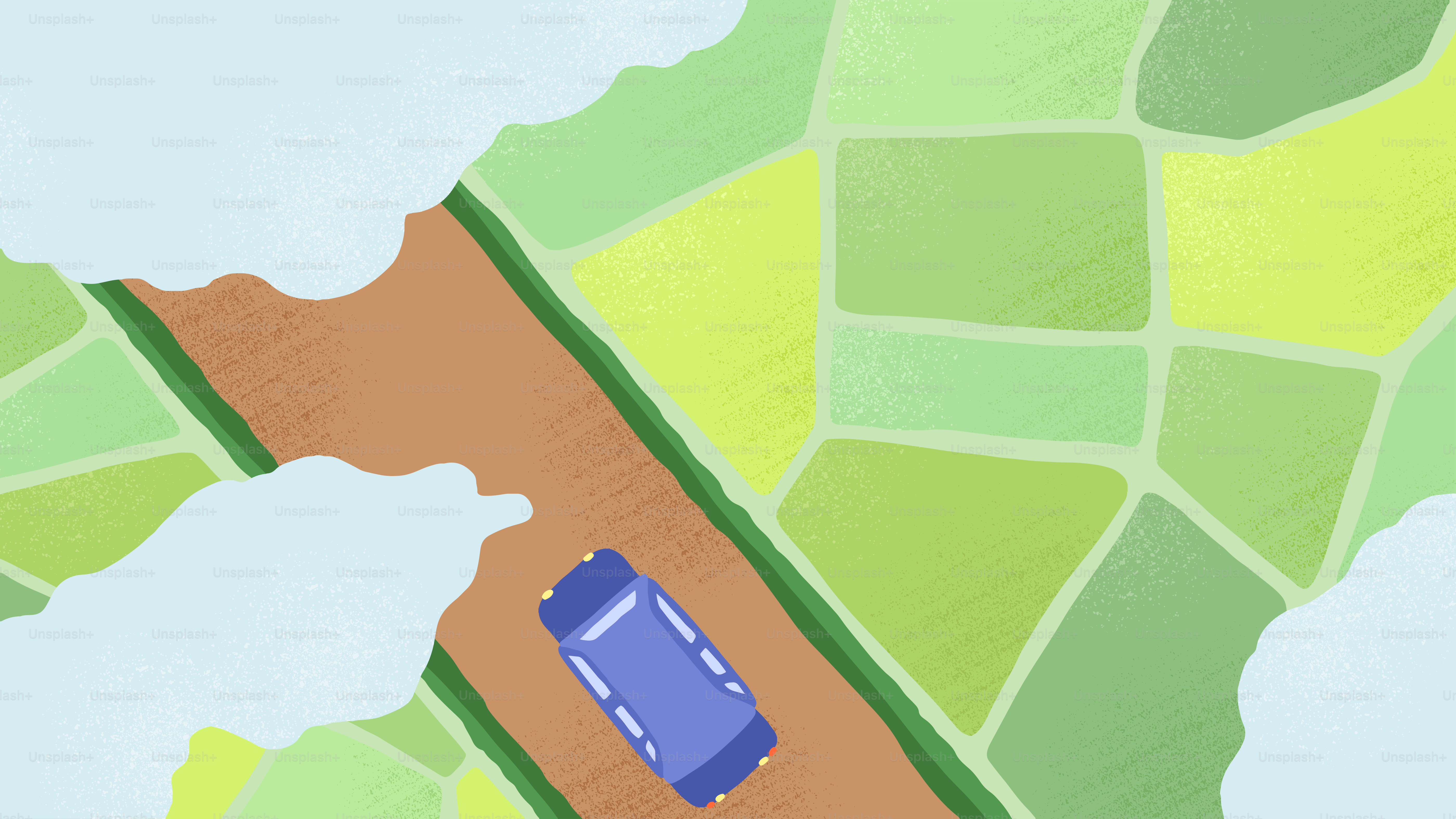 Un coche azul circula por una carretera