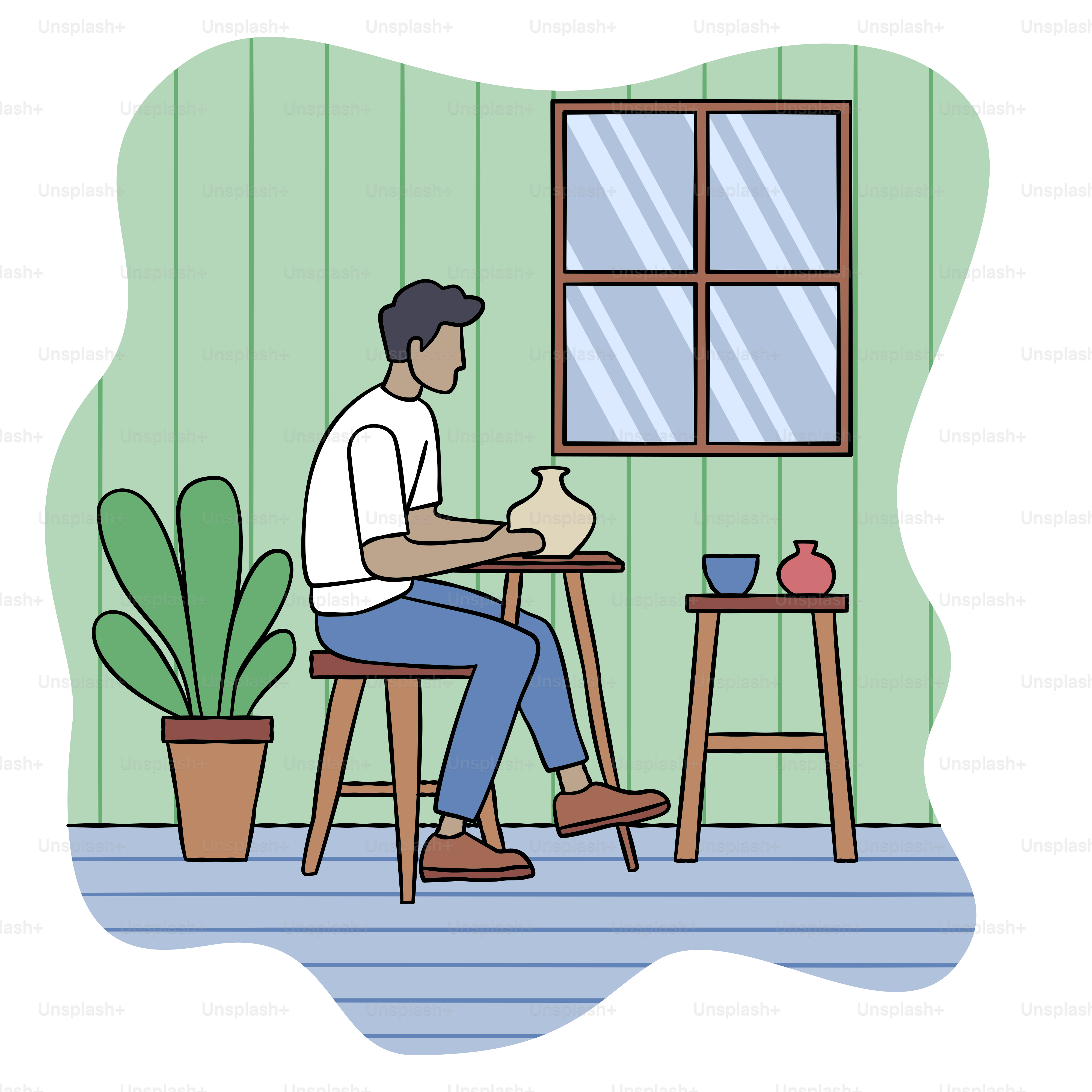 A man sitting at a table in front of a window