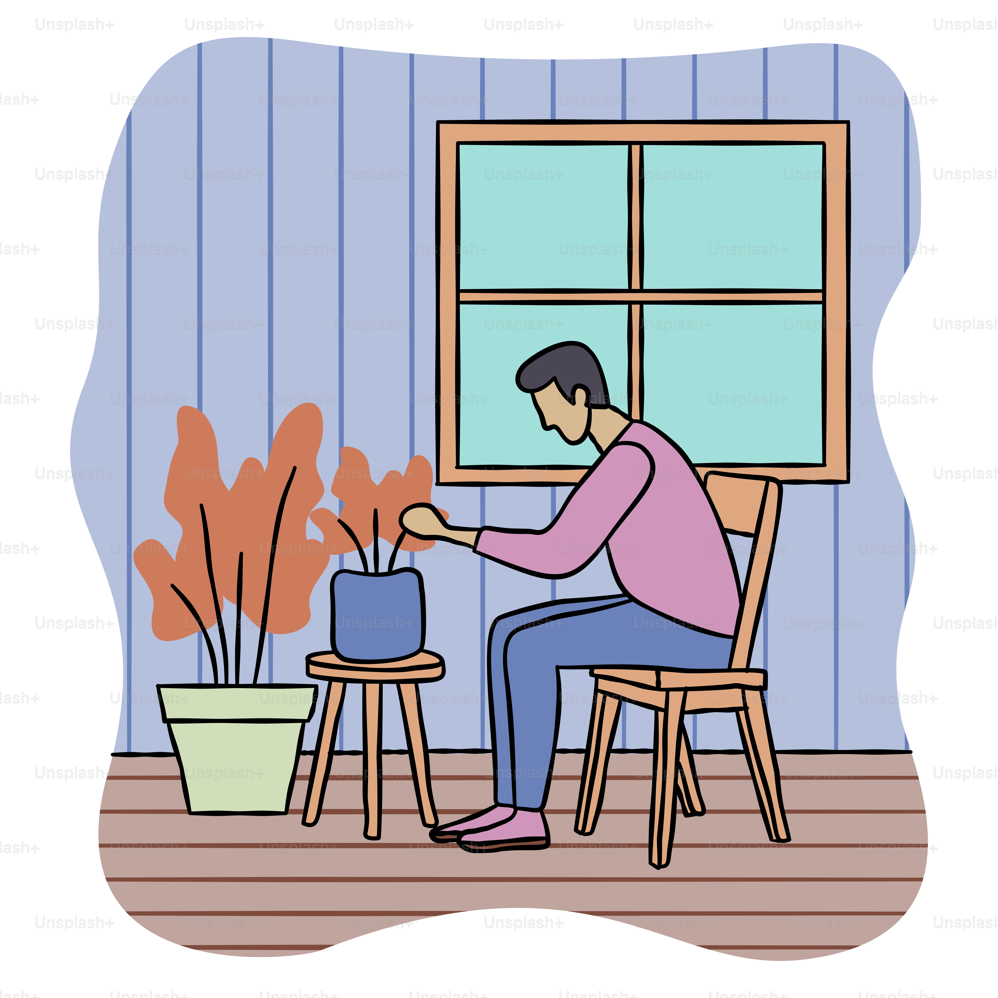 A man sitting at a table in front of a window