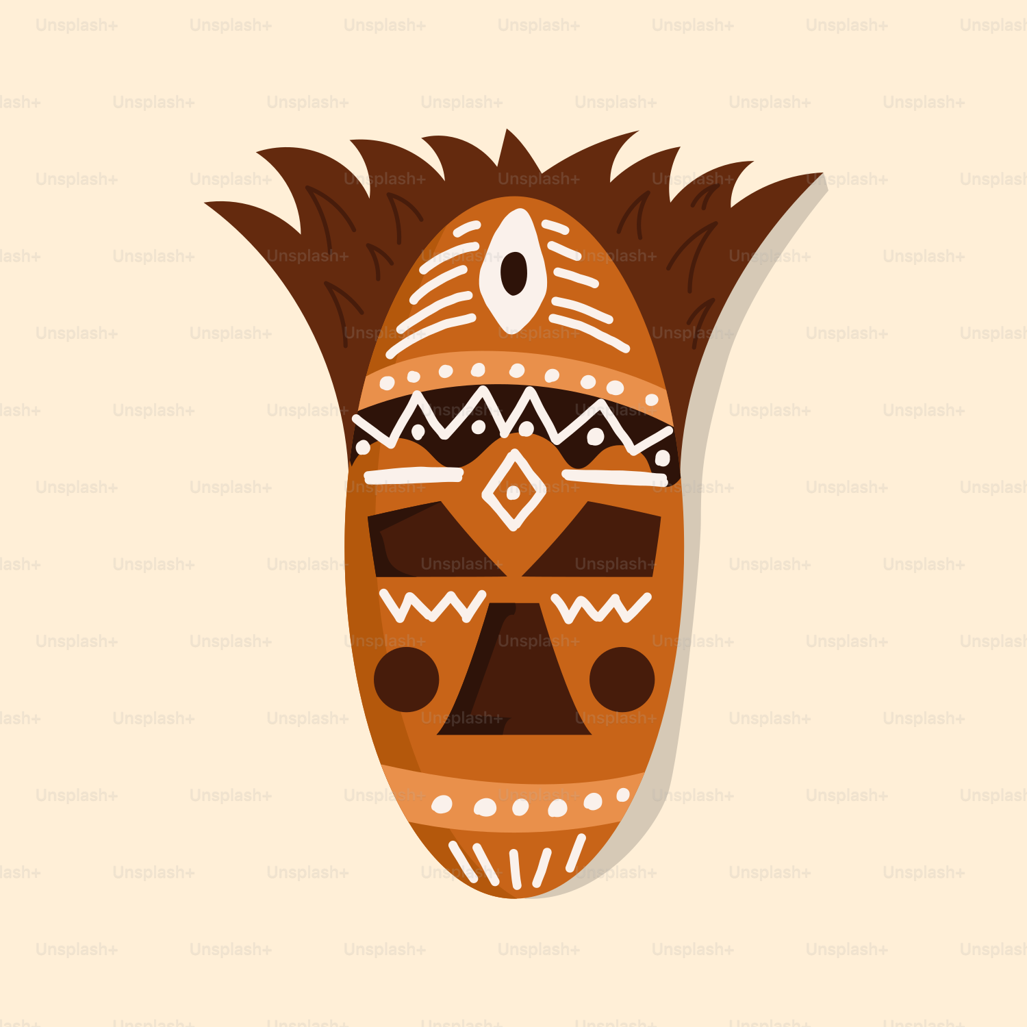 A brown mask with a pattern on it