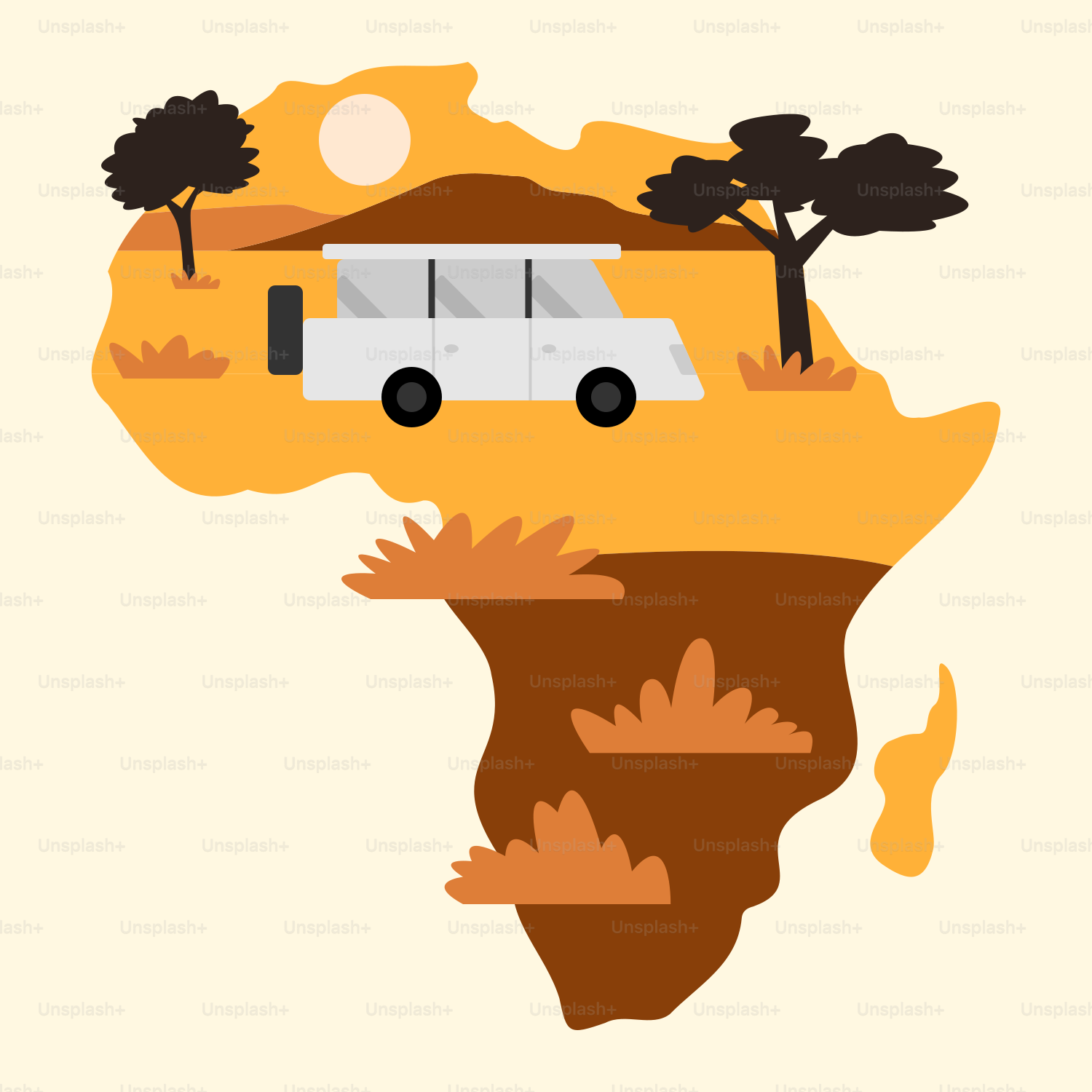 Ein Bild eines Busses auf einer afrikanischen Karte