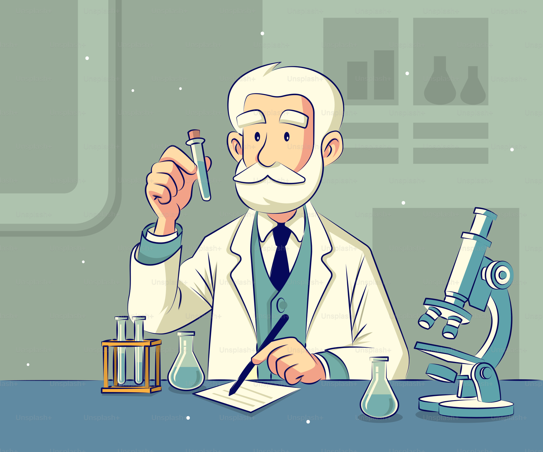 Un uomo in camice da laboratorio che tiene una provetta