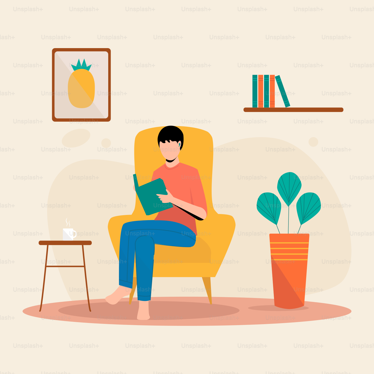 A man sitting in a chair reading a book