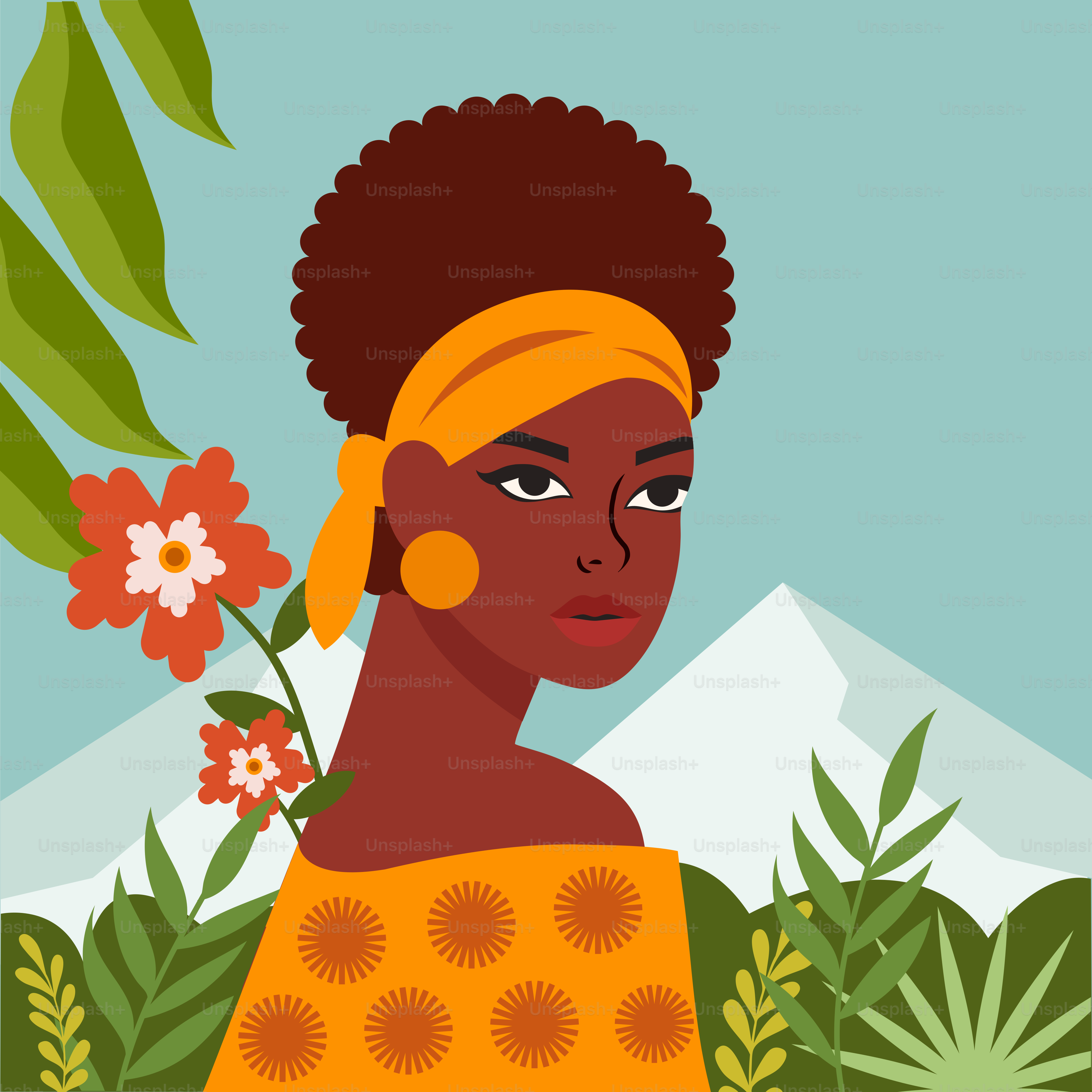 Une femme avec une fleur dans les cheveux