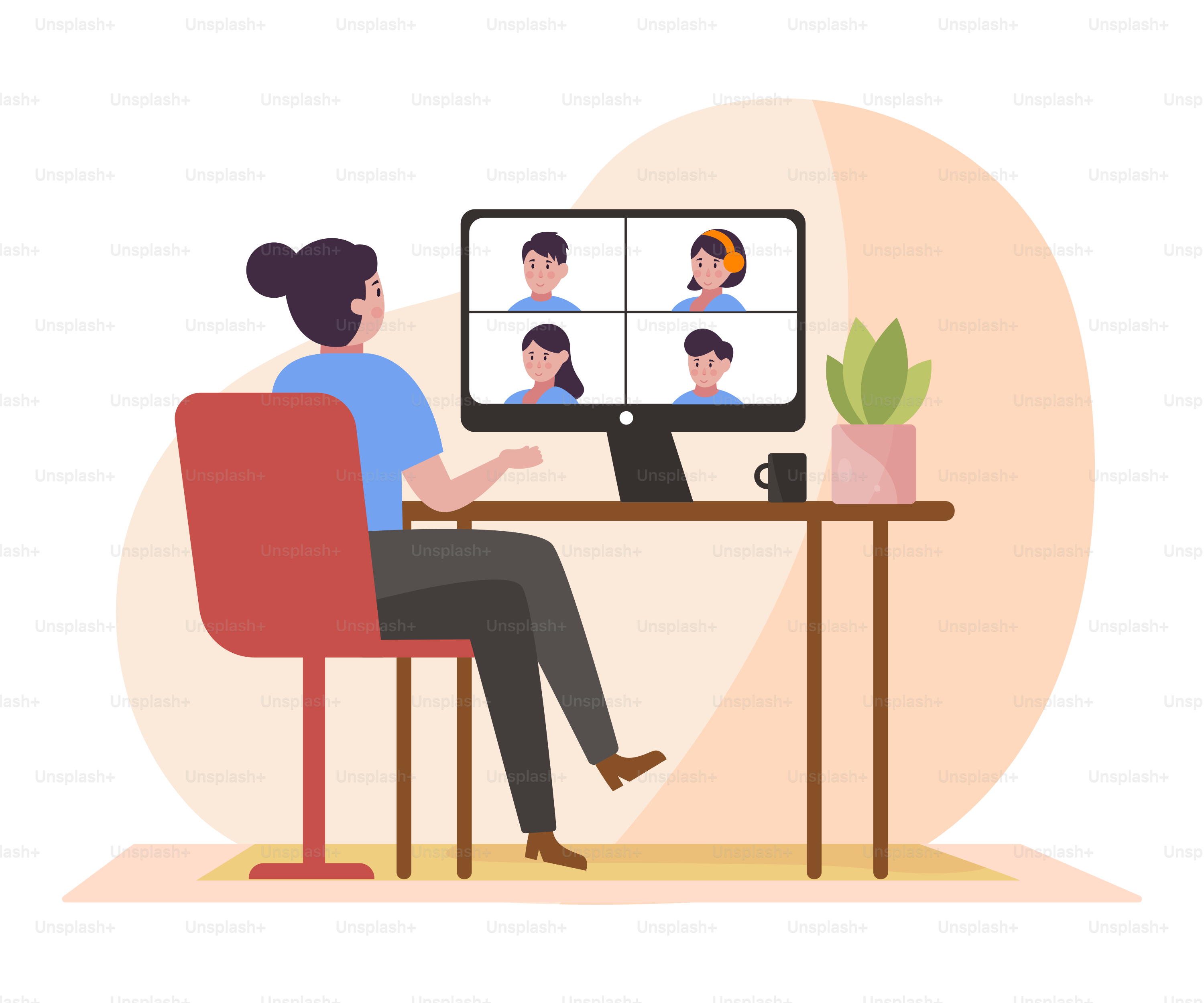 Eine Person, die an einem Schreibtisch mit einem Computer sitzt