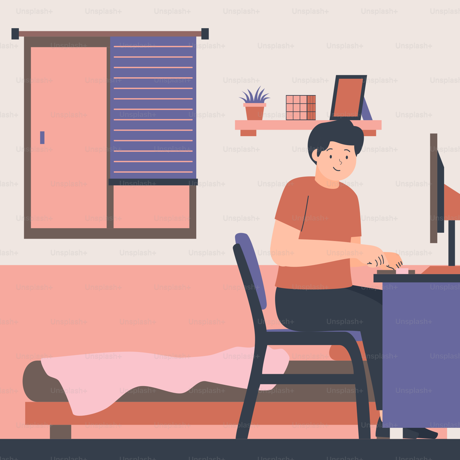 A man sitting at a desk in front of a computer