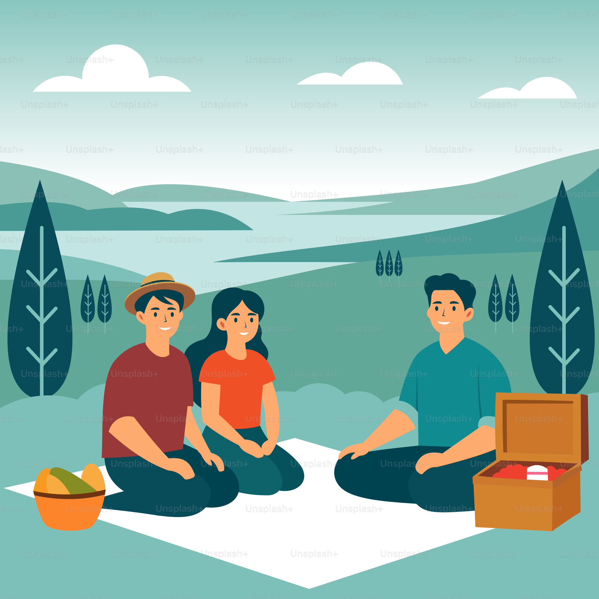 Un groupe de personnes assises au sommet d’une montagne