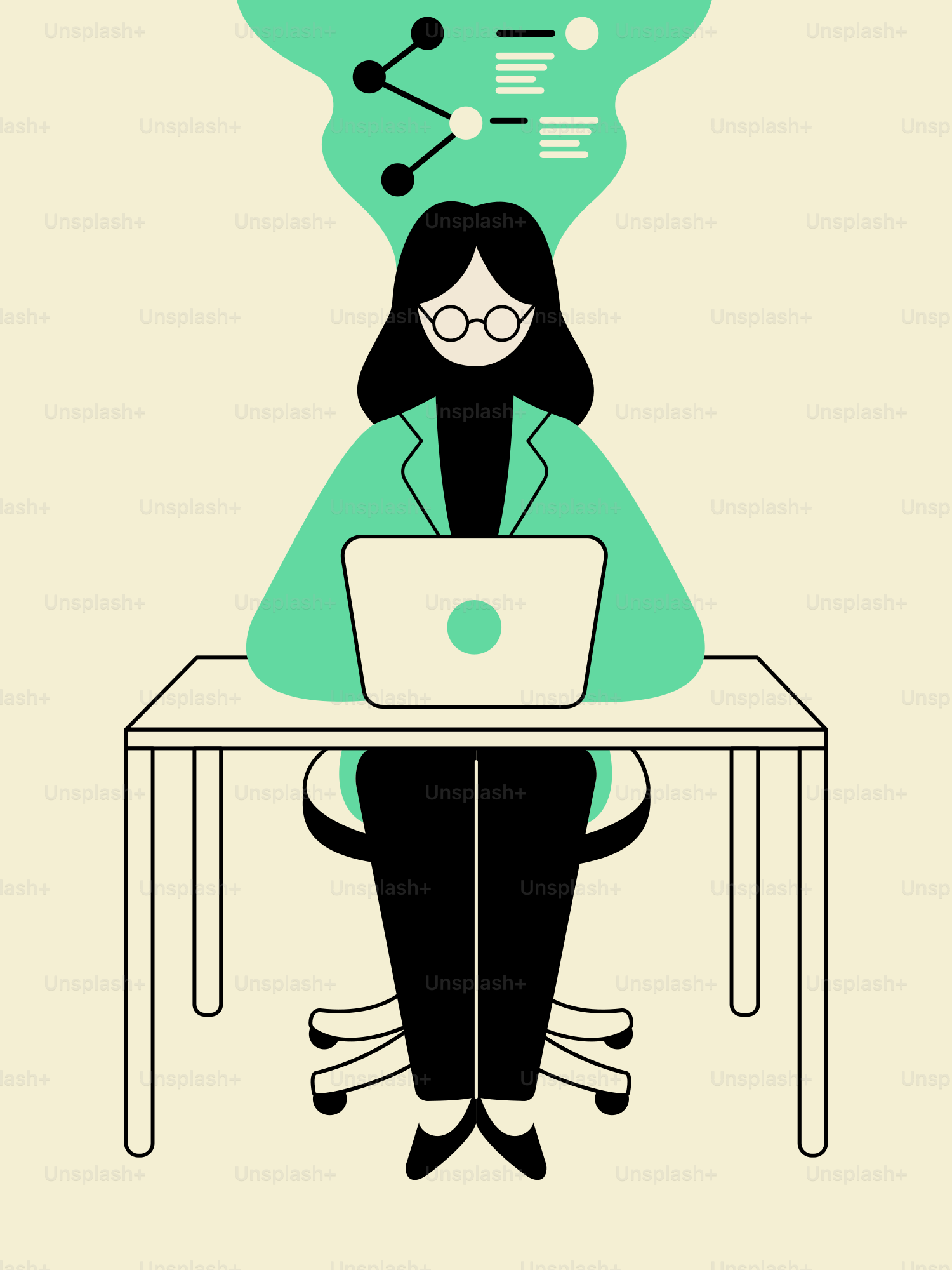 A woman sitting at a desk with a laptop in front of her