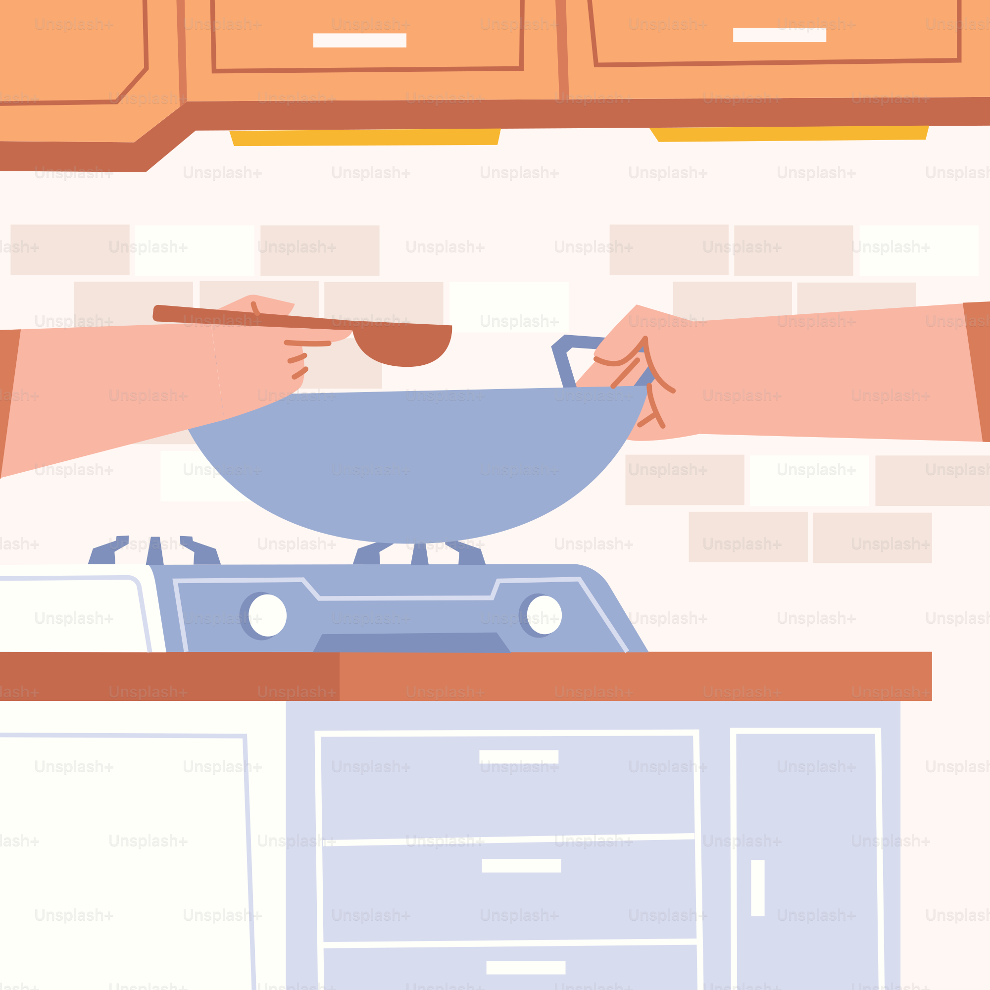 A kitchen scene with a person preparing food