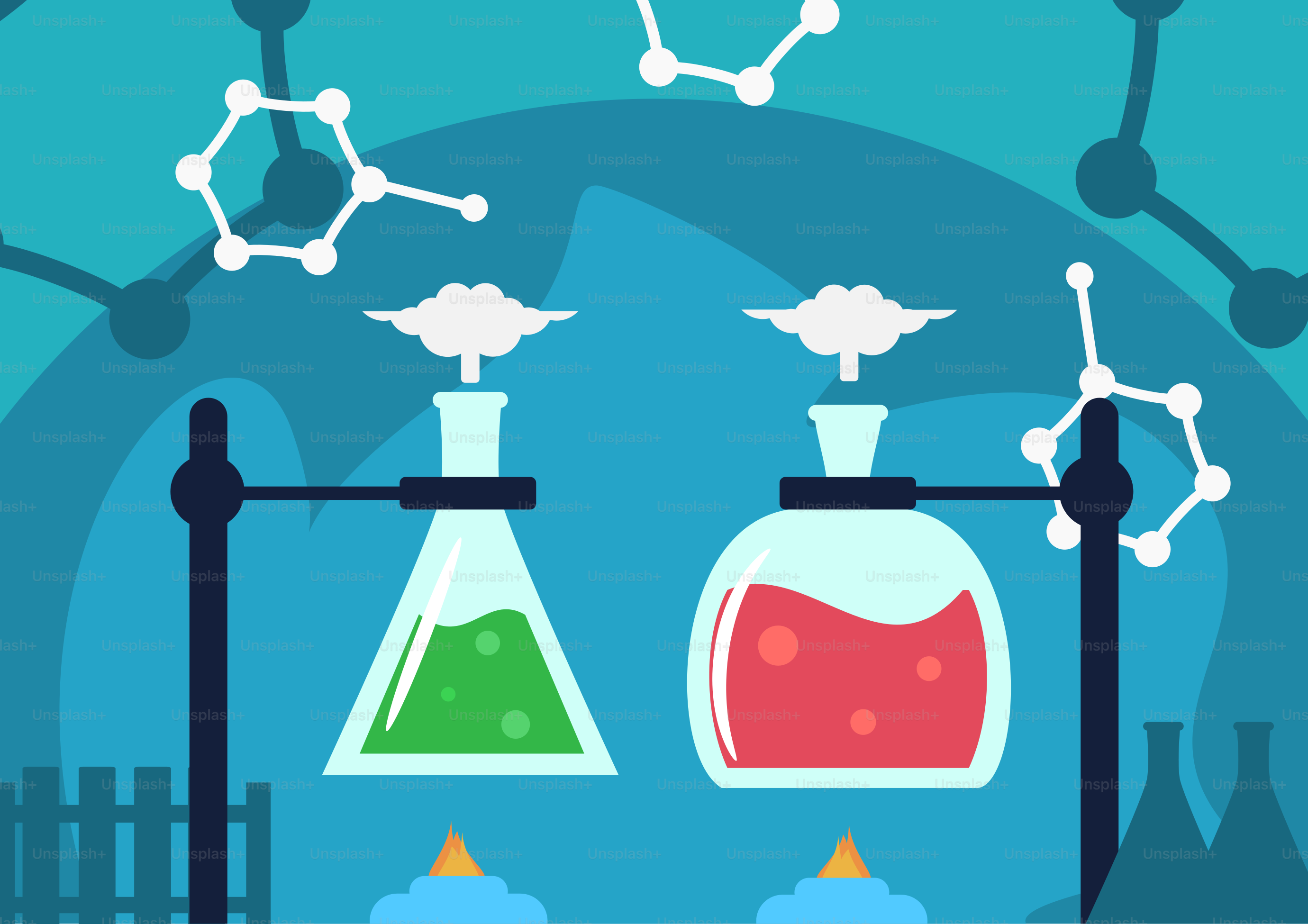 Une expérience scientifique sur fond bleu