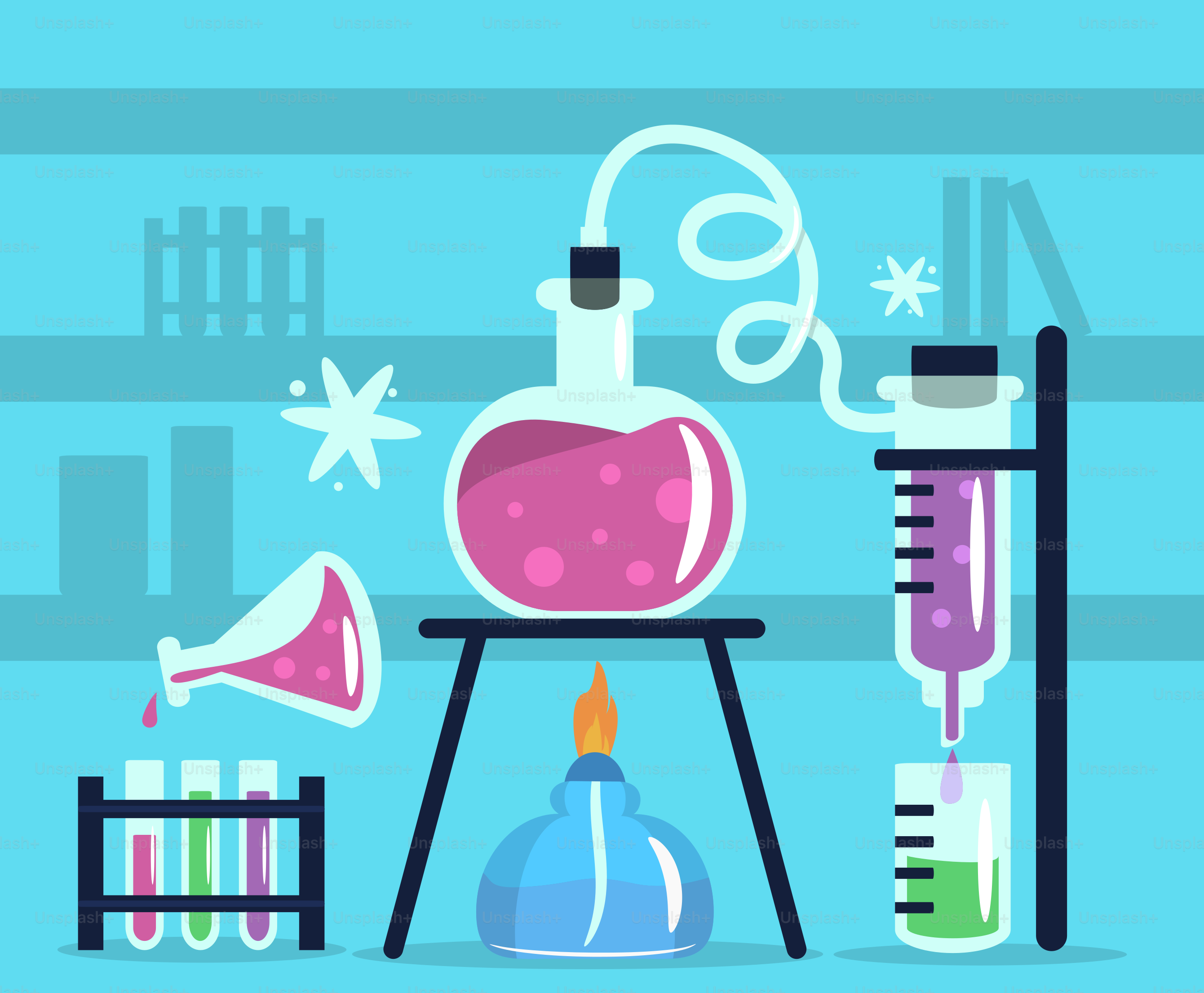 Un fond bleu avec un thème scientifique