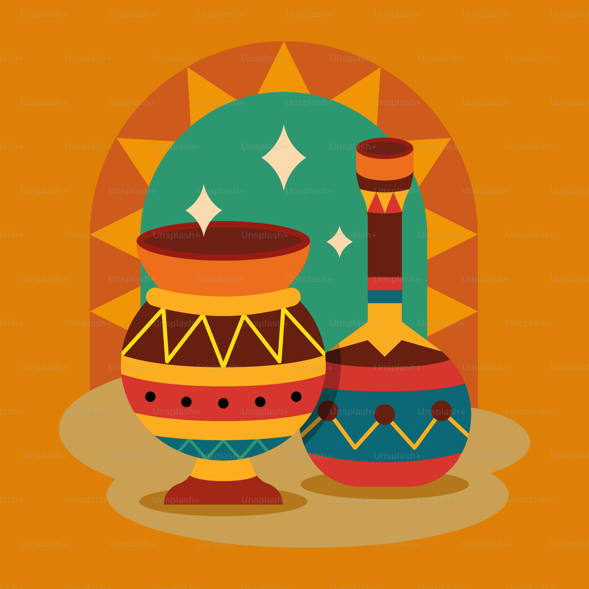 A couple of vases sitting next to each other