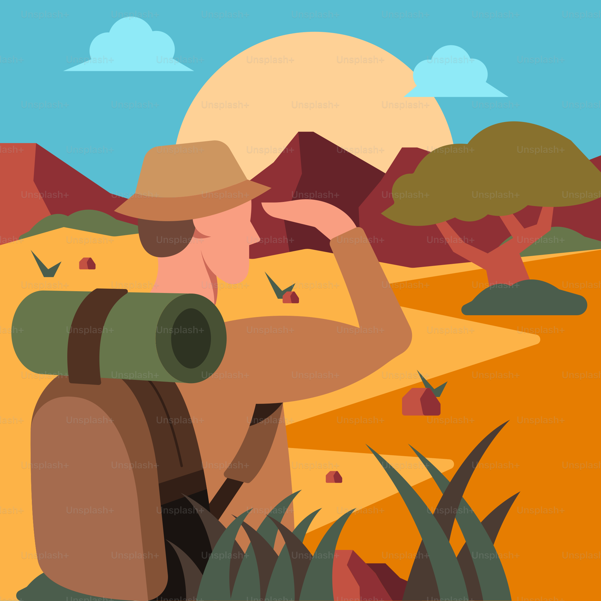 A man in a hat is looking through a telescope