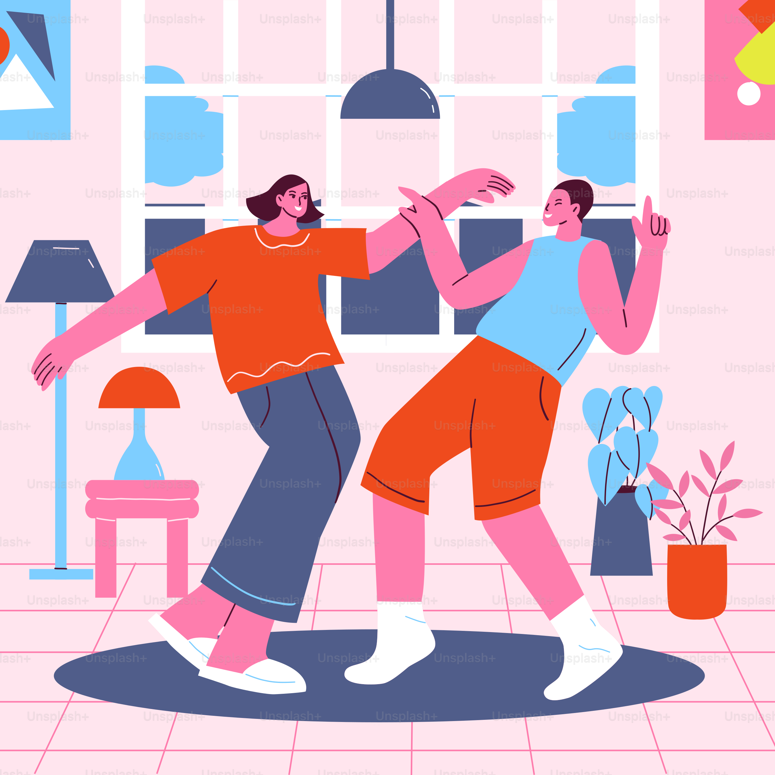 Un par de personas bailando en una sala