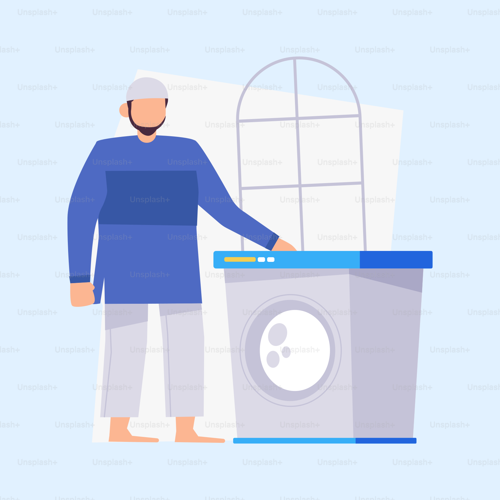 A man standing next to a washing machine