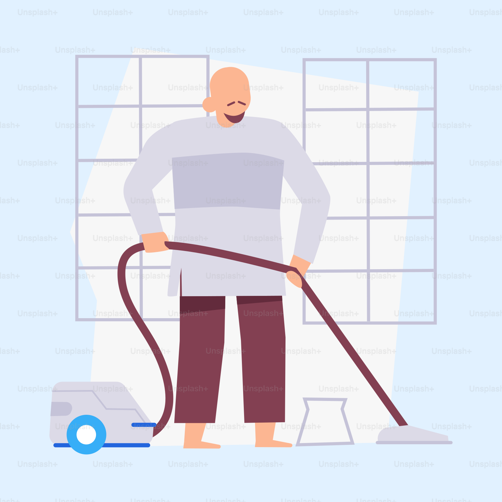 A man is using a vacuum to clean the floor