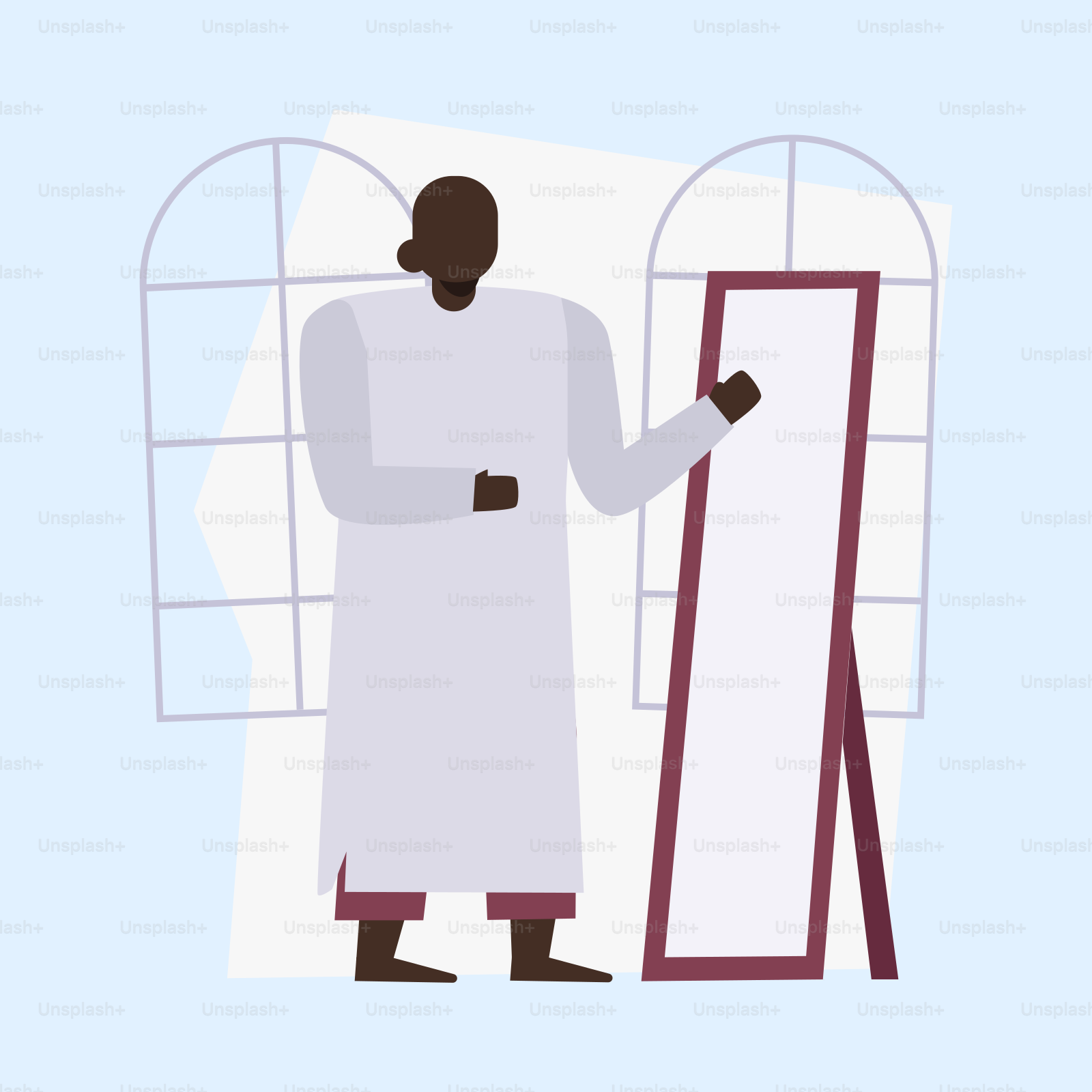 A man standing in front of a tall mirror