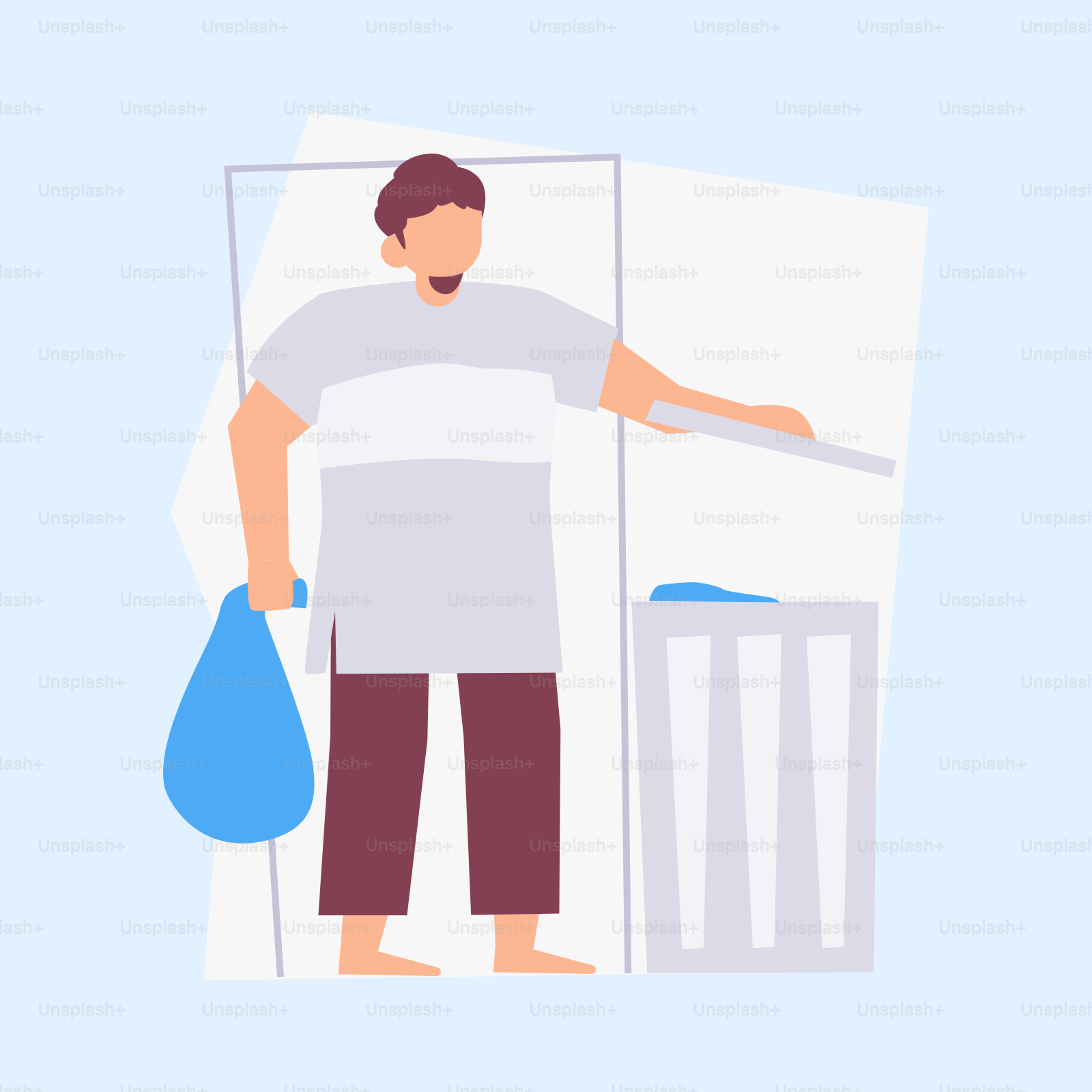 A man standing in front of a trash can