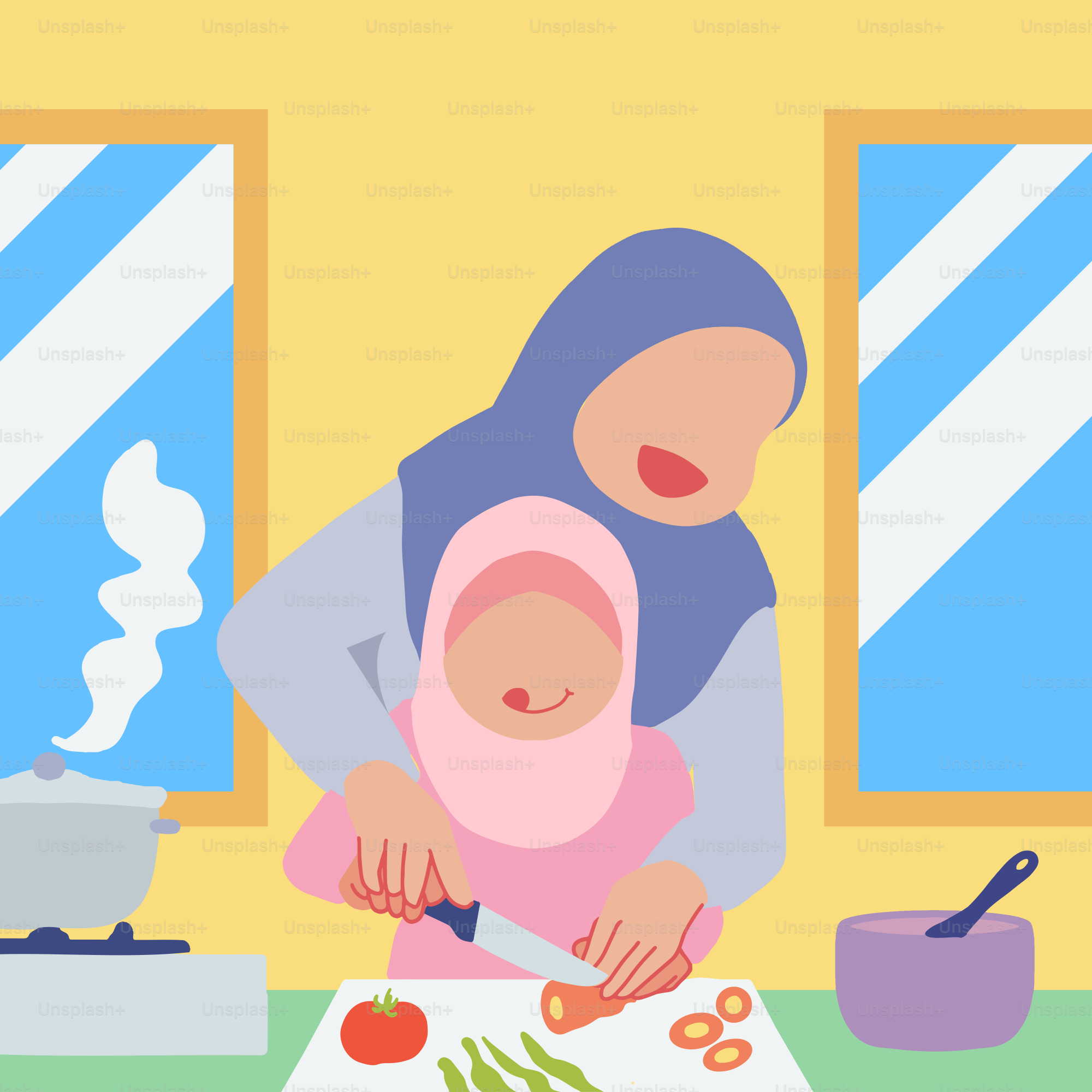 Una mujer sosteniendo a un bebé en brazos mientras cocina