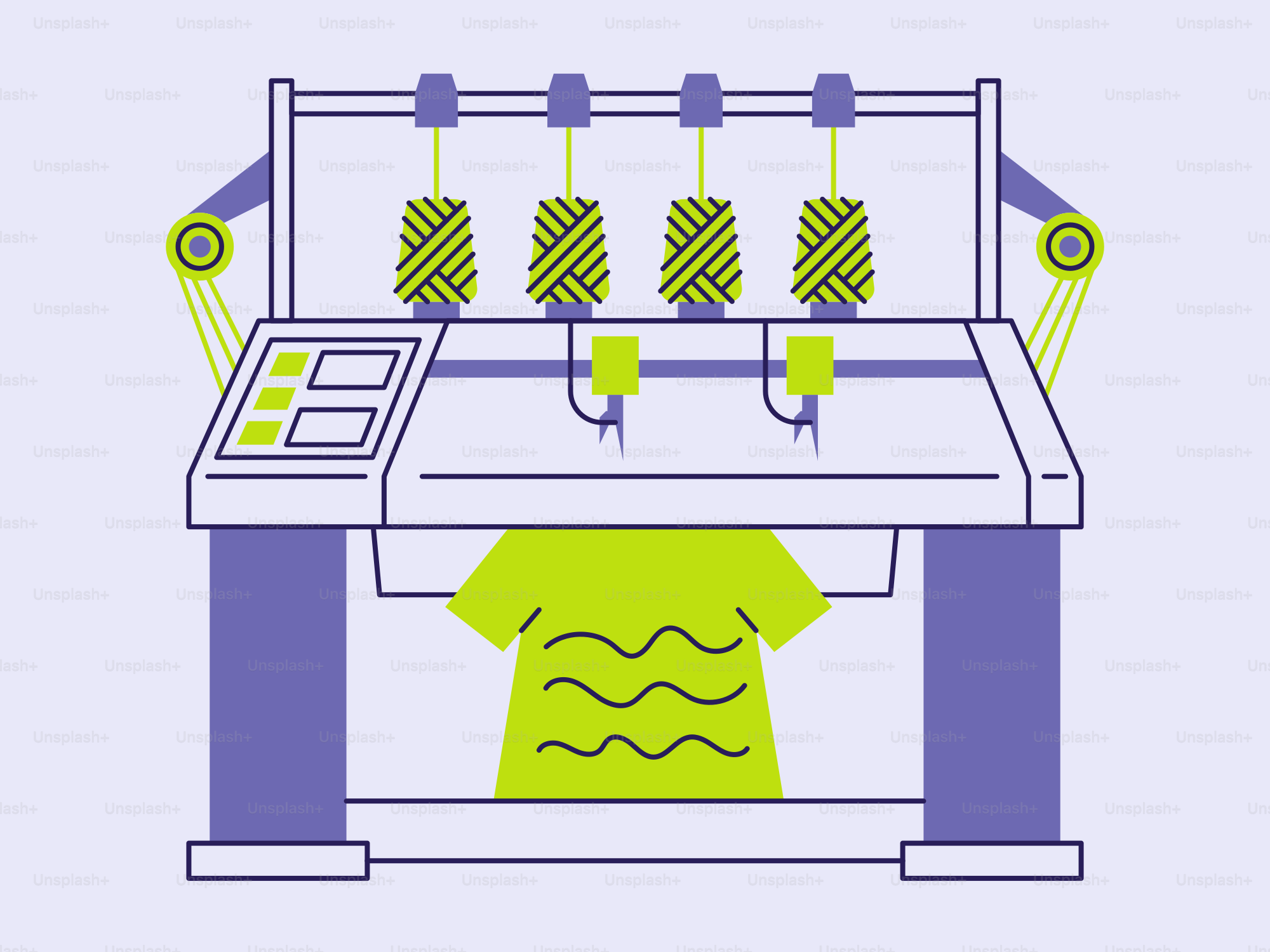 A drawing of a sewing machine with a t - shirt on it