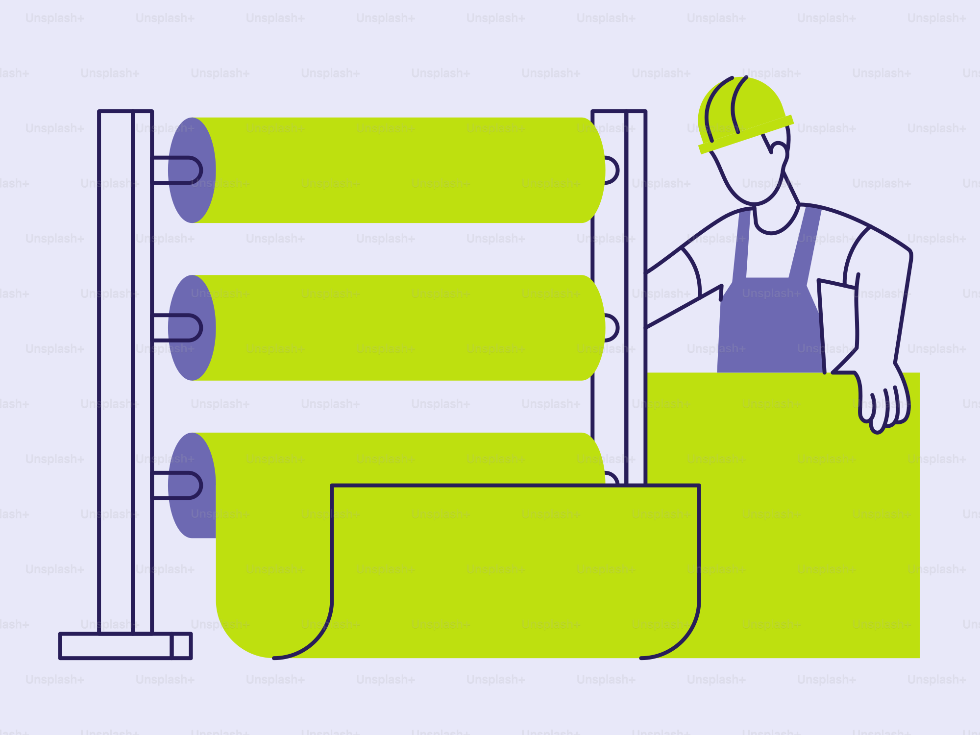 A man working on a machine with a green background