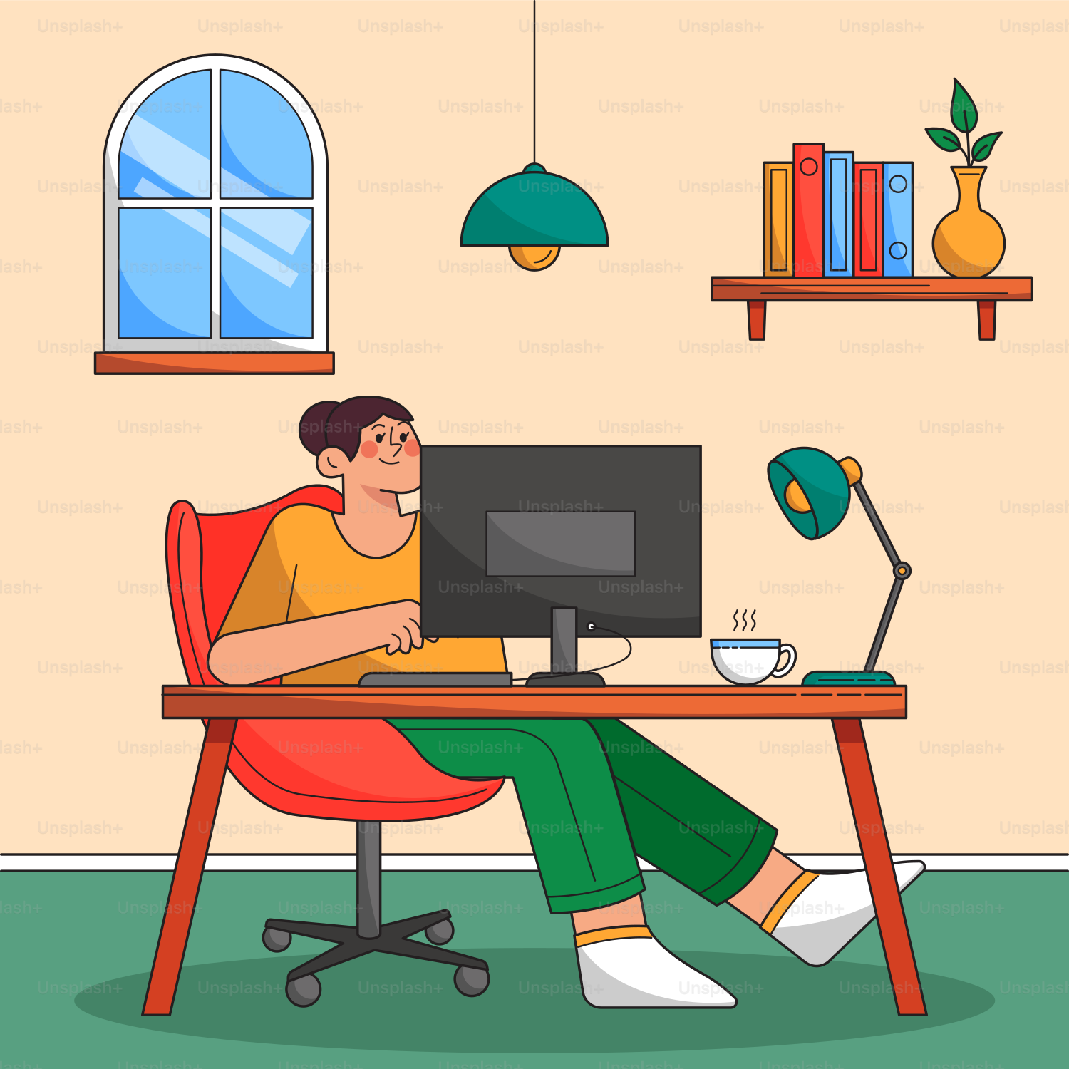 A person sitting at a desk with a computer