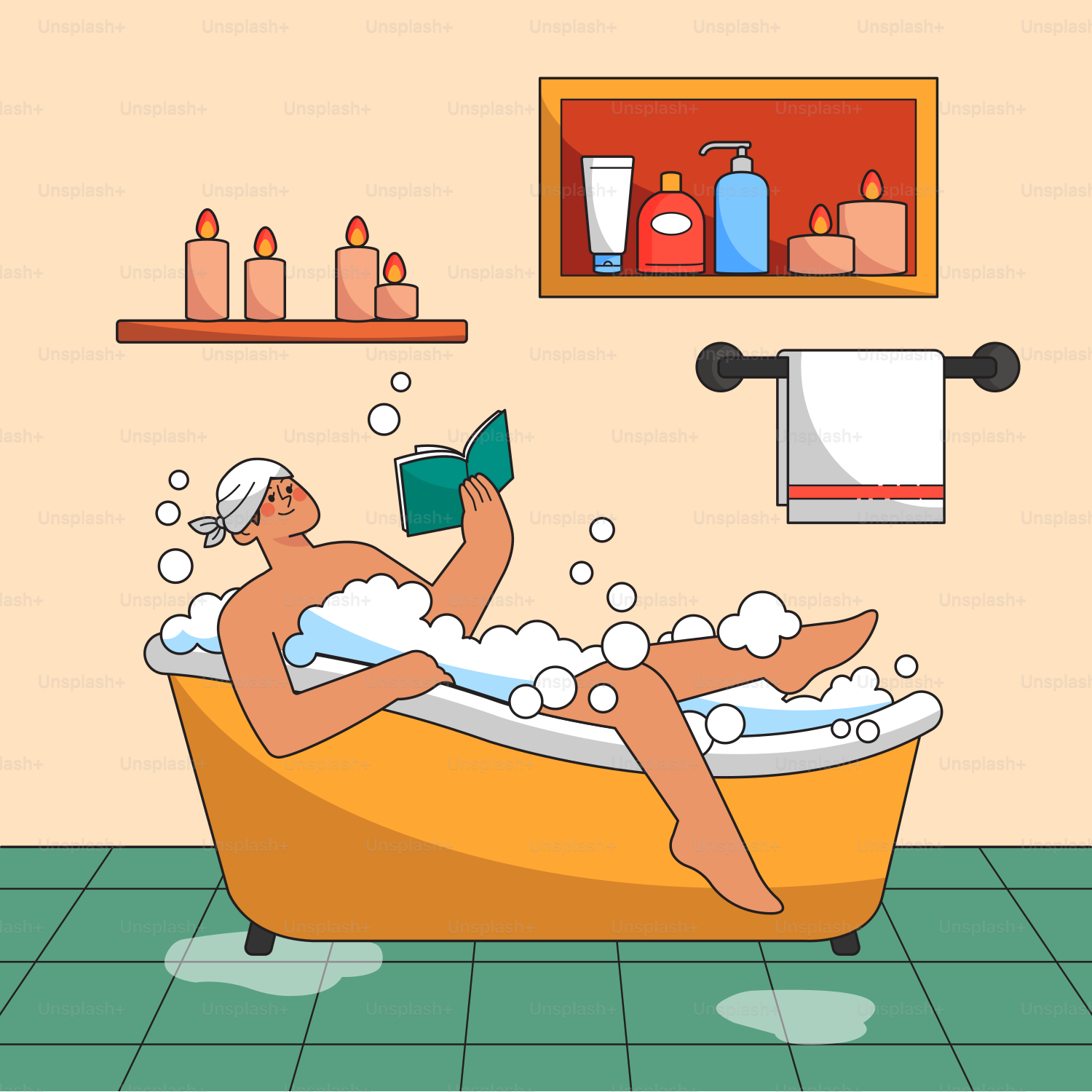 A man sitting in a bathtub with a book in his hand