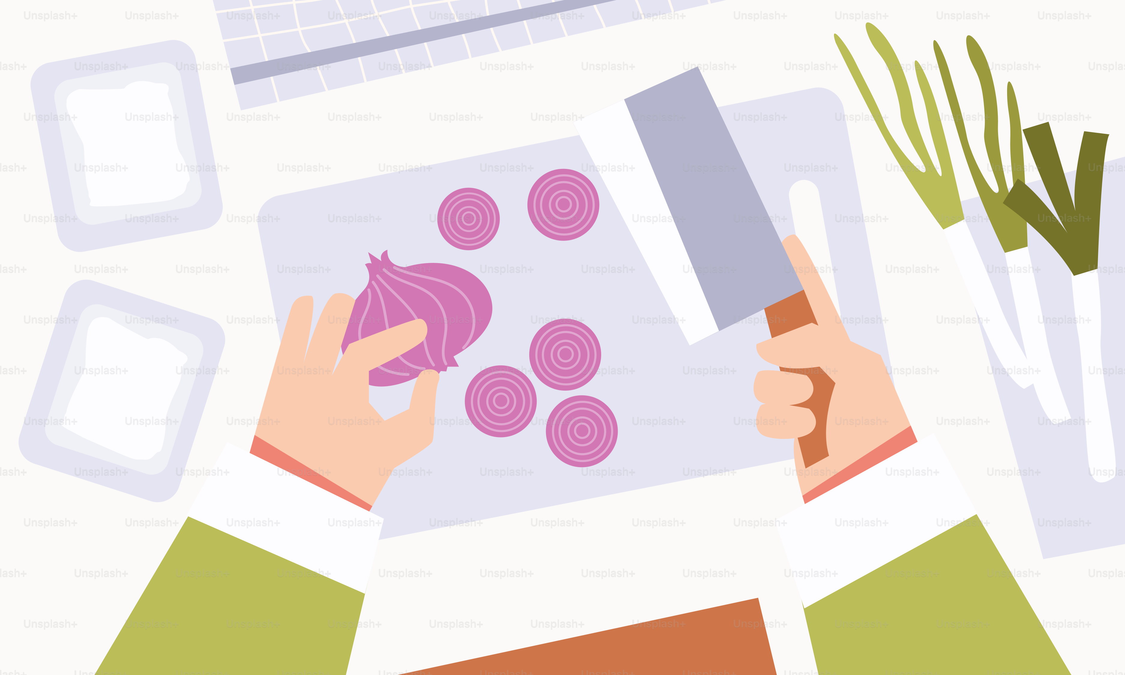 A person cutting onions on a cutting board