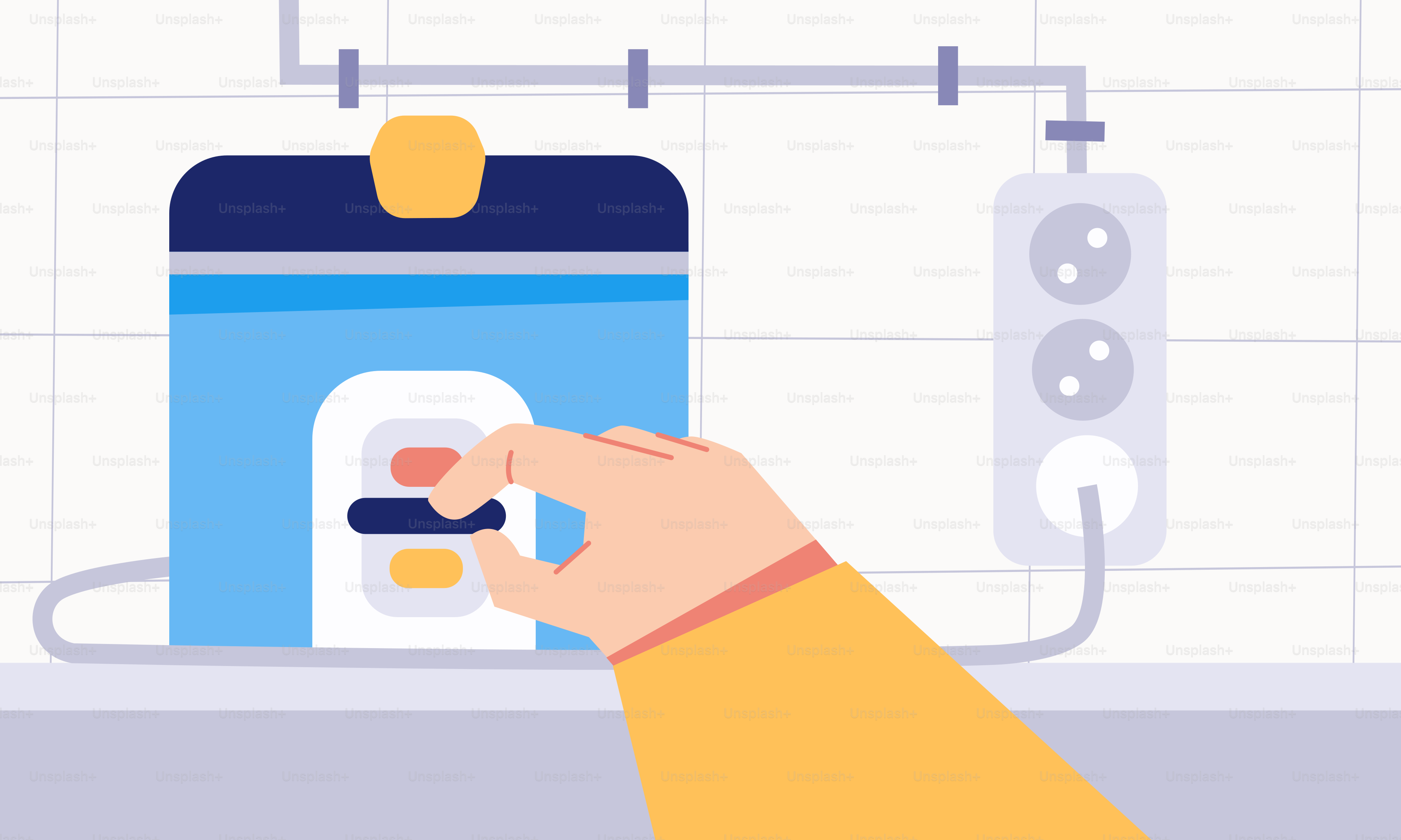 A hand holding a remote control in front of a sink