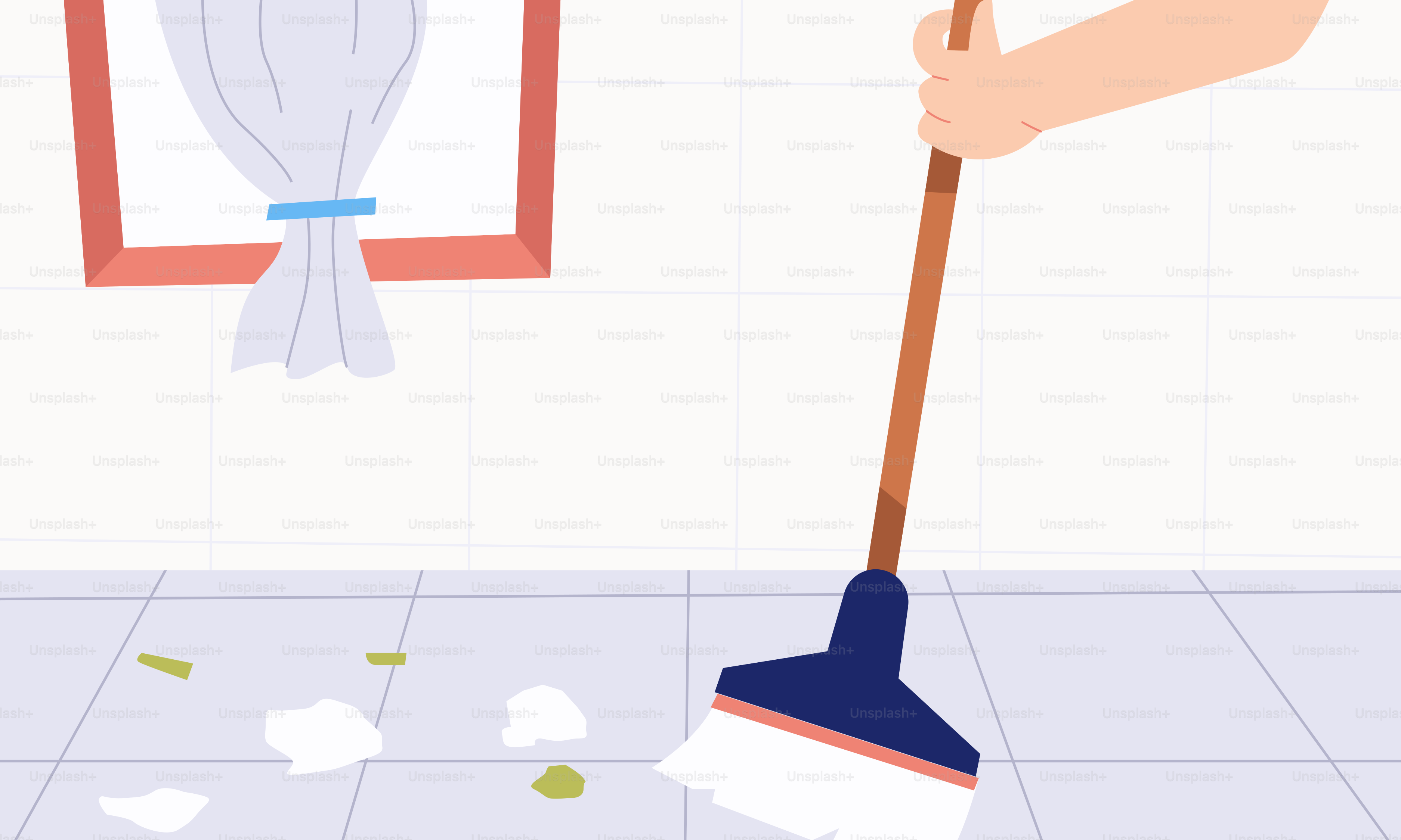 A person with a mop is cleaning the floor
