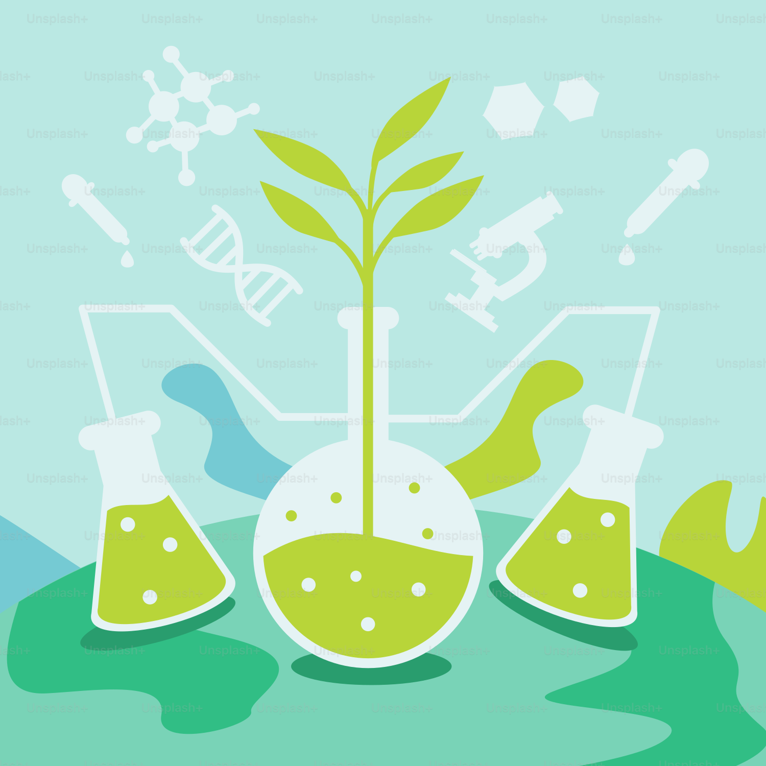 Una planta verde en un frasco lleno de líquido