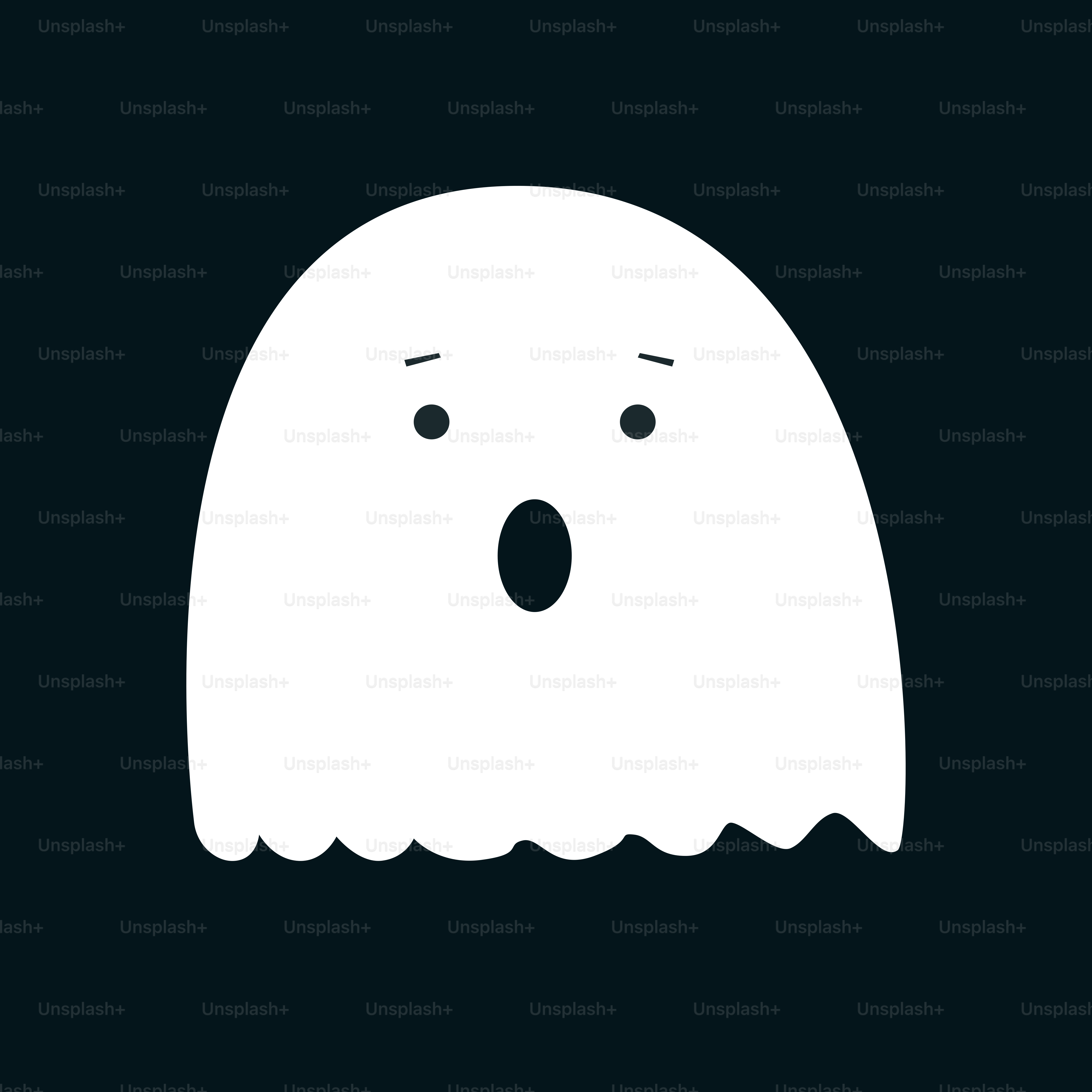 A ghost with a surprised look on its face
