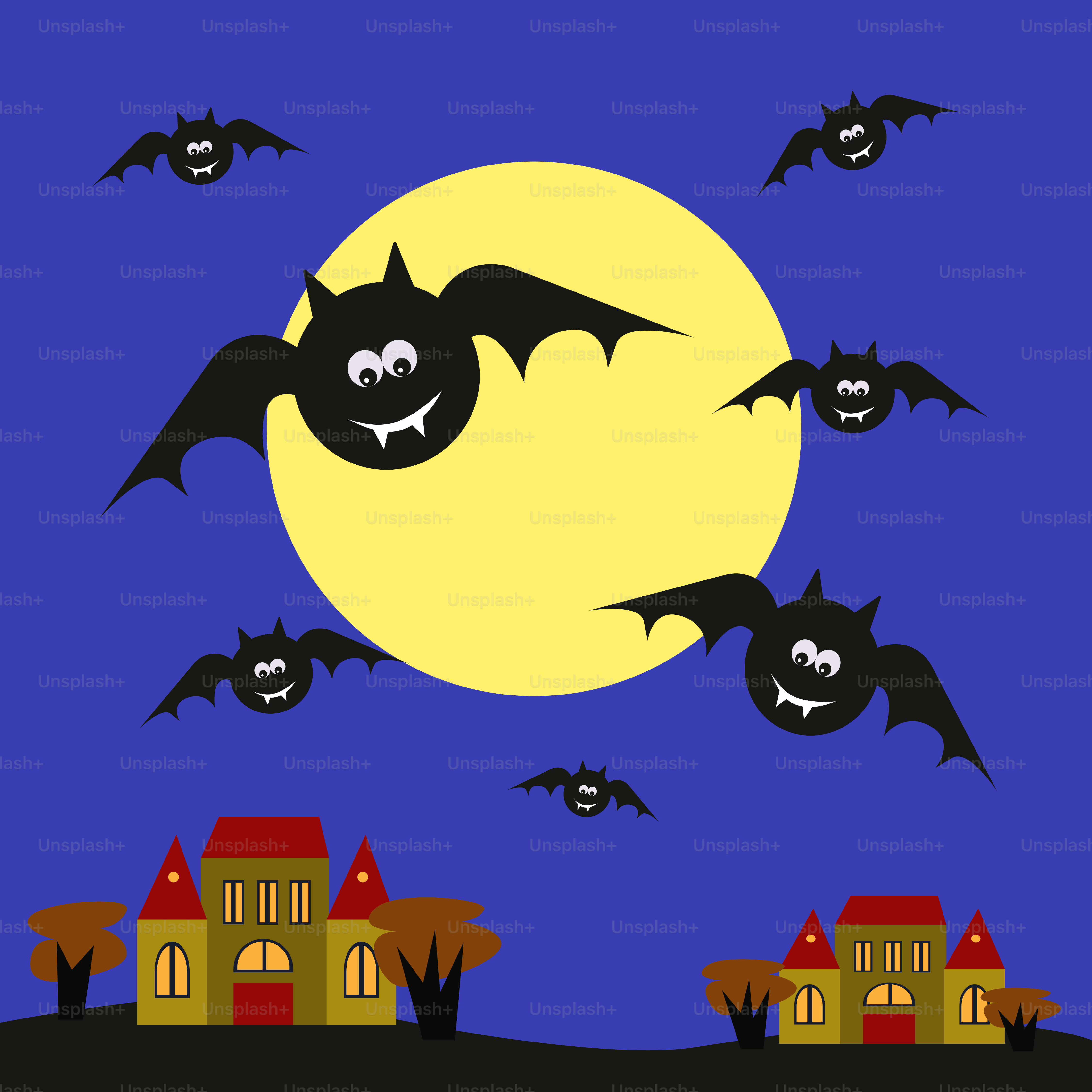 A group of bats flying over a house
