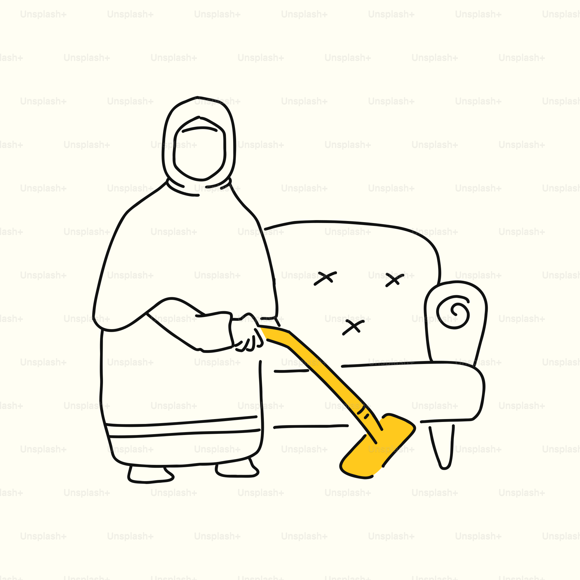 Un dibujo lineal de una persona aspirando un sofá vector – Imagen de  Ilustración en Unsplash, image size:3000x3000