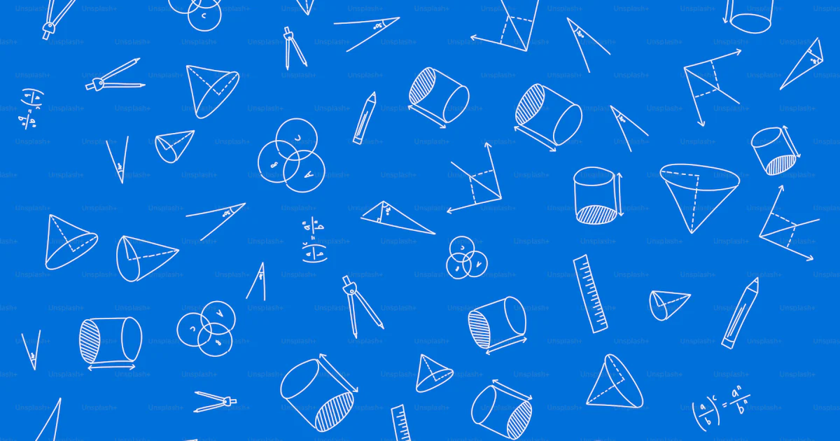 A blue background with a lot of different items vector – Math Image on ...